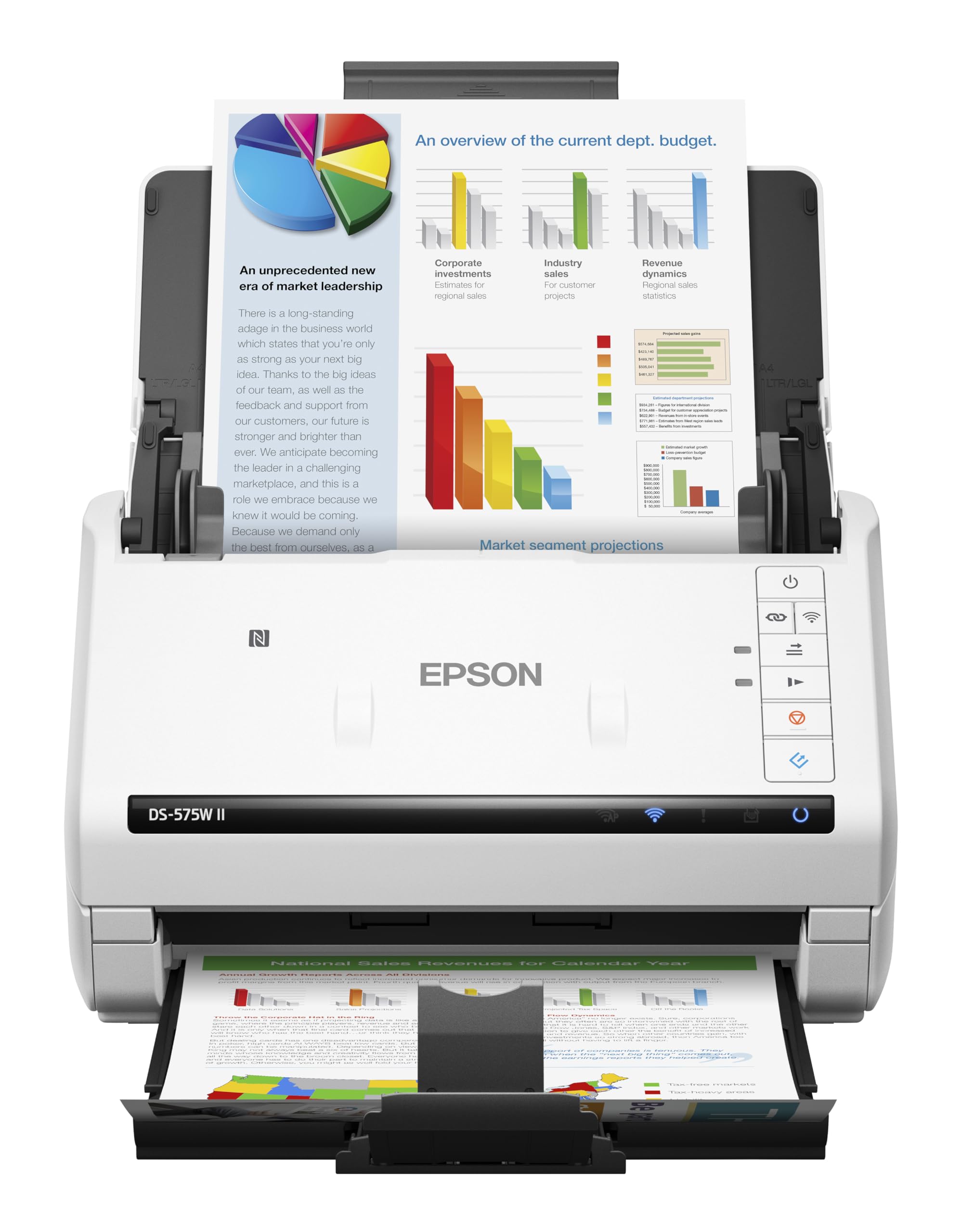 Epson DS-575W II Wireless Color Duplex Document Scanner for PC and Mac with 50-Page Auto Document Feeder (ADF), Twain and ISIS D