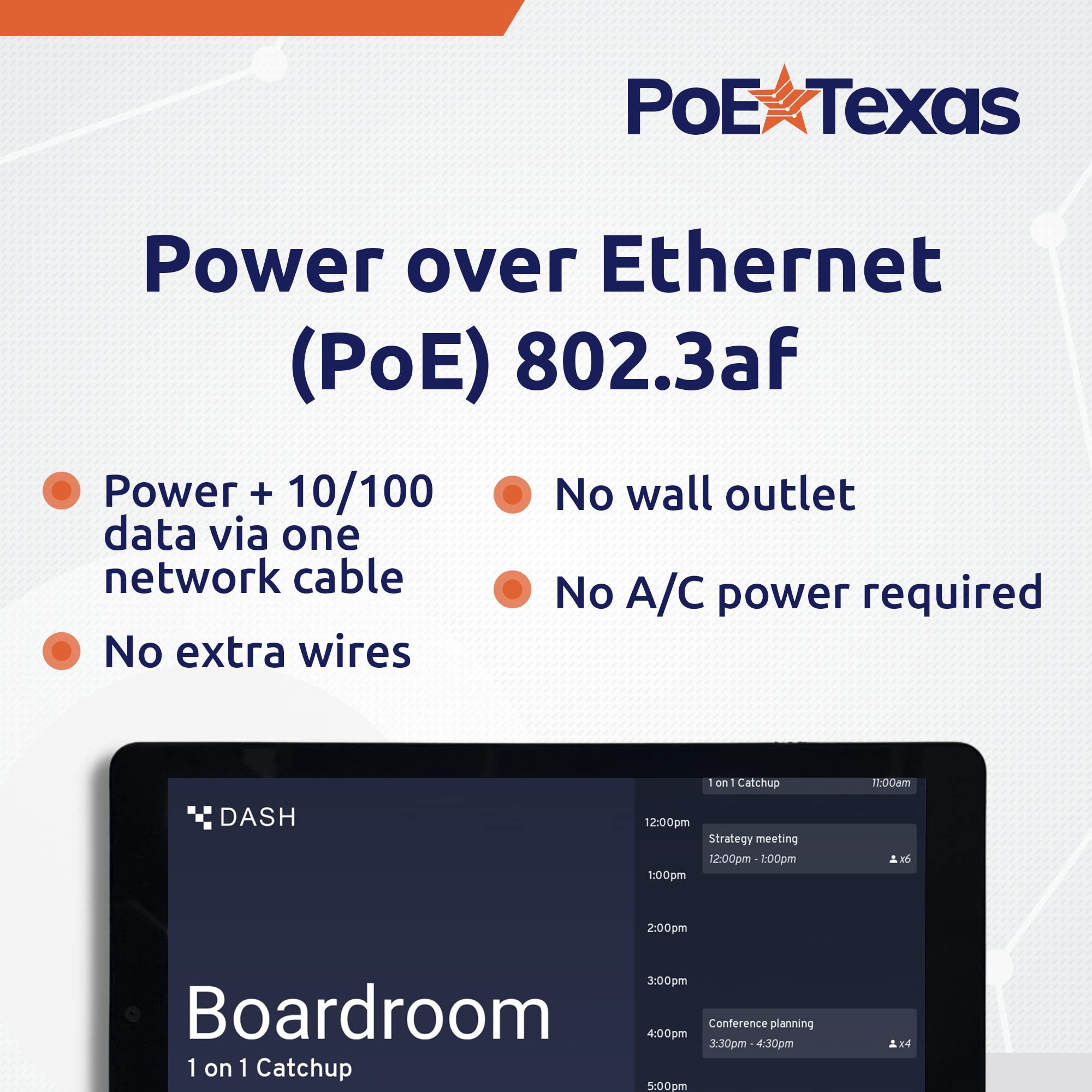 Poe Texas 8'' Touchscreen Meeting Room Scheduler Tablet (No Subscription Required)   Plug & Play Poe Office Conference Room Sche