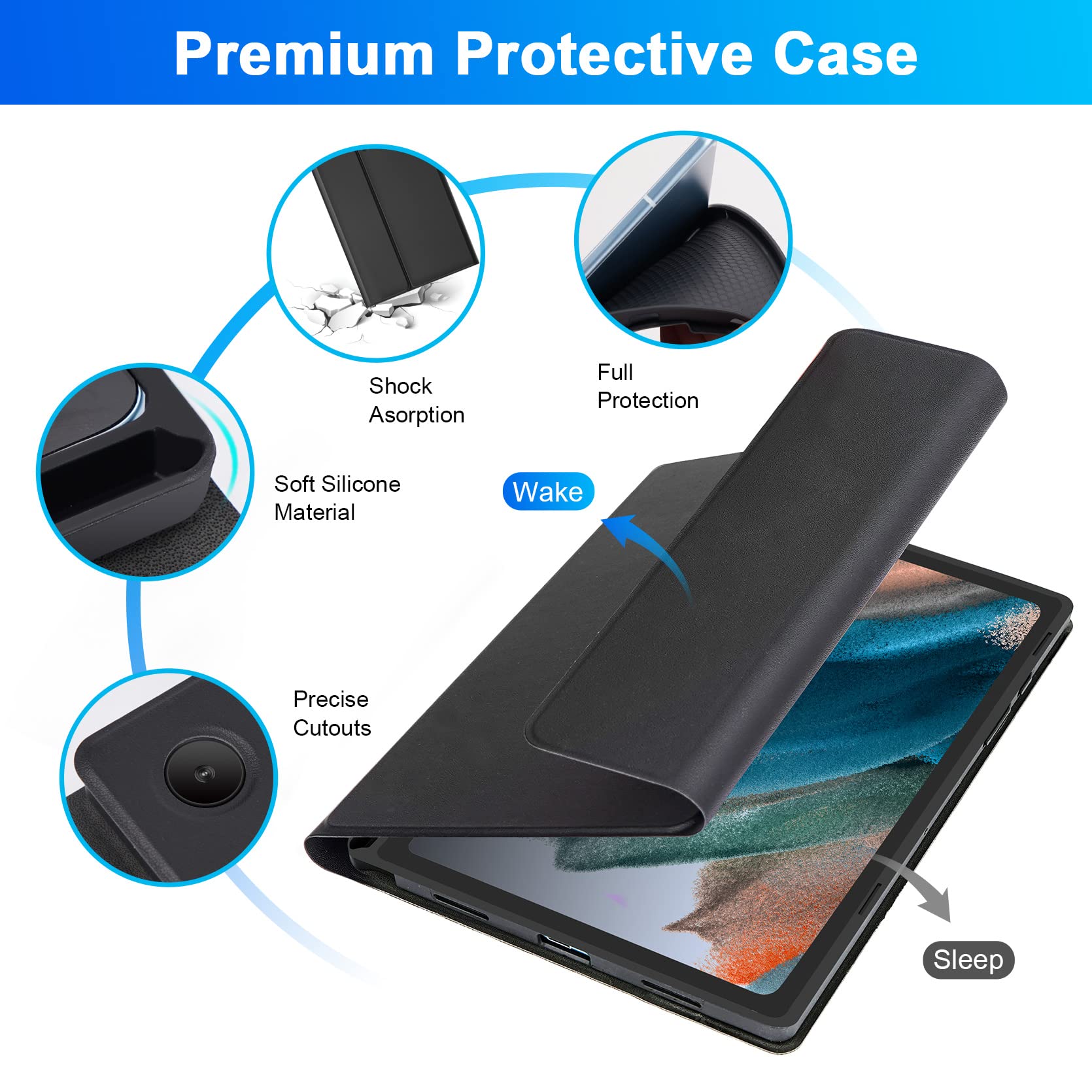 Lama Backlit Keyboard Case For Samsung Galaxy Tab A8 10.5'' Case With Keyboard, Detachable Wireless Keyboard Case With S Pen Hol