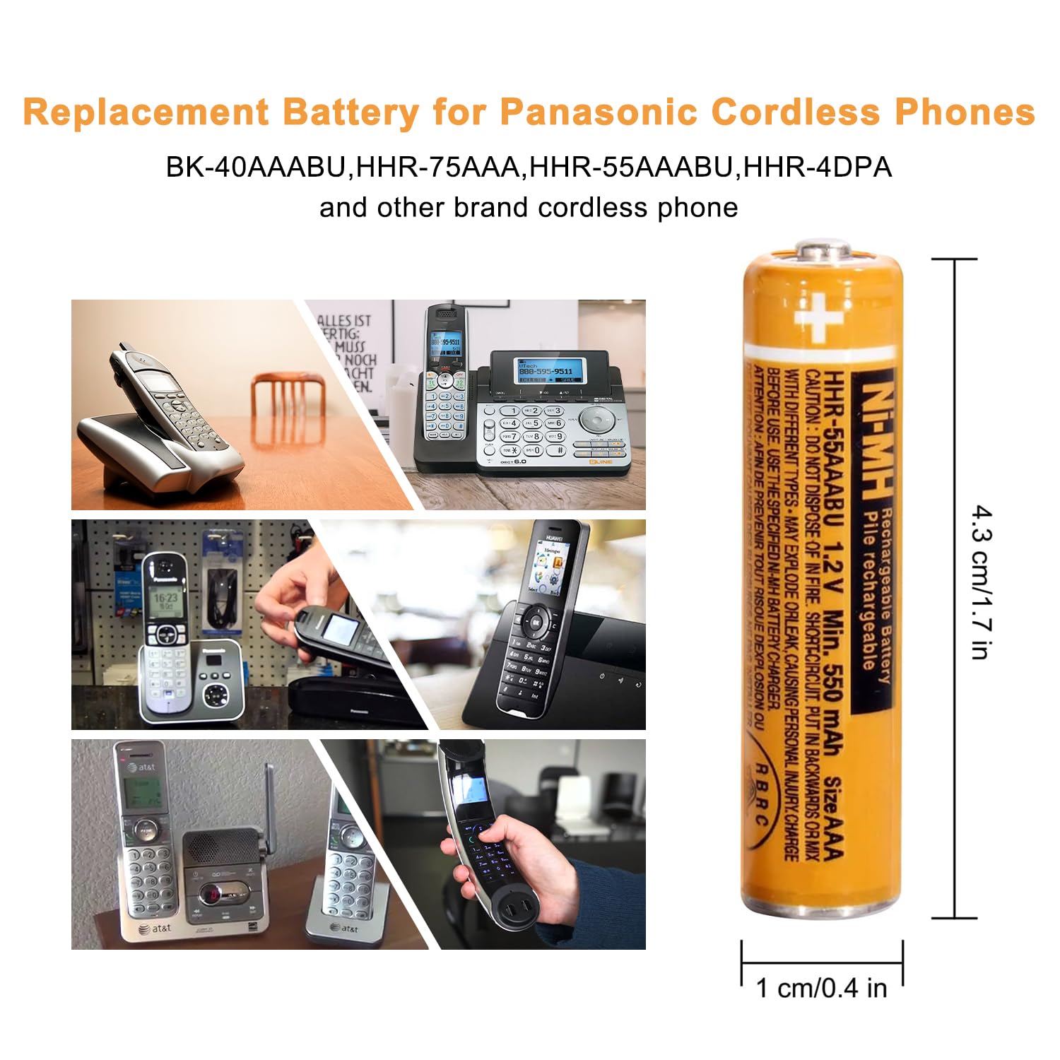 Pingju Ni Mh Aaa Rechargeable Battery 1.2V 550Mah 8 Pack Hhr 55Aaabu Aaa Batteries For Panasonic Cordless Phones, Remote Control