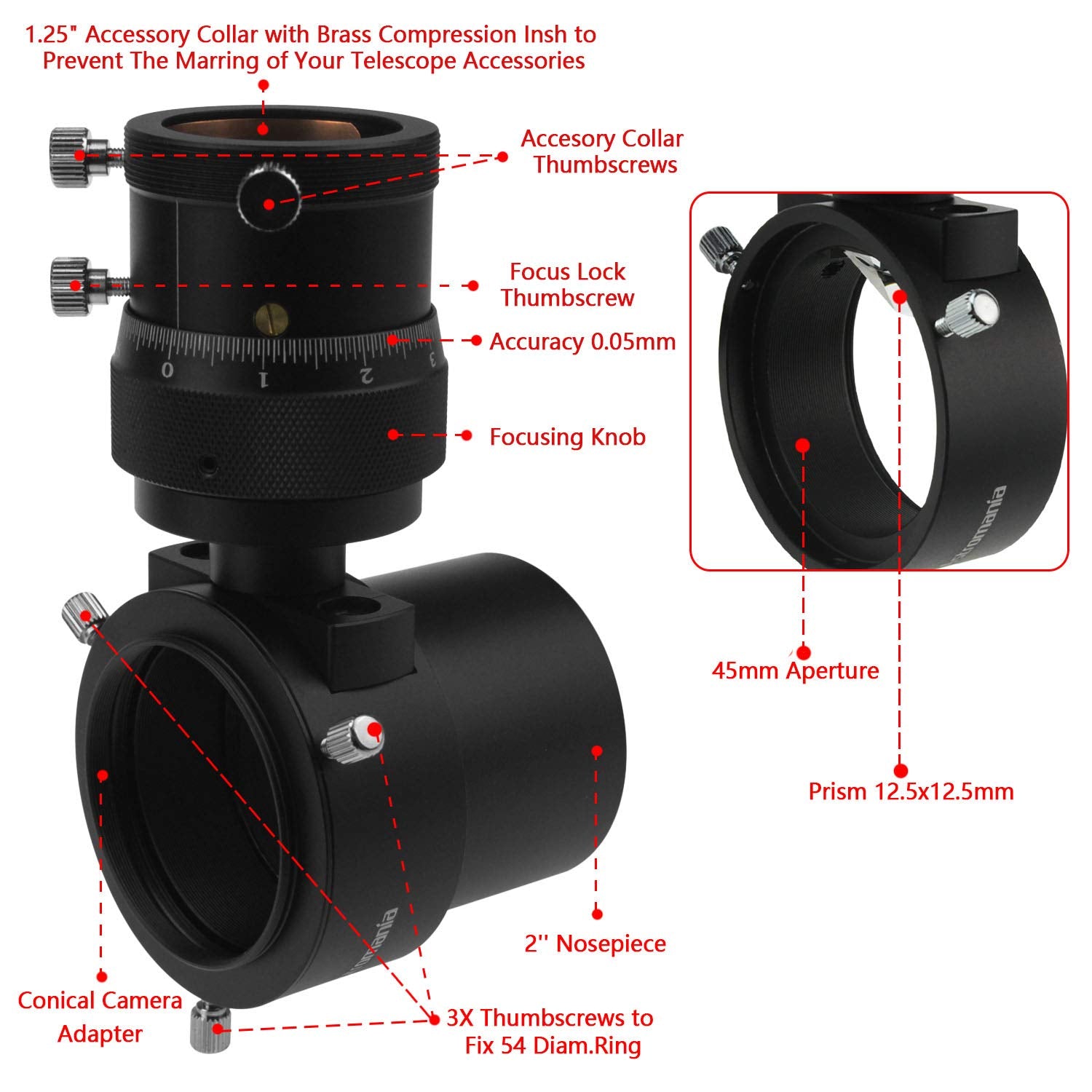 Astromania Off Axis Guider With Micro Focusing   For Successful Astronomy Photos Without A Guide Scope