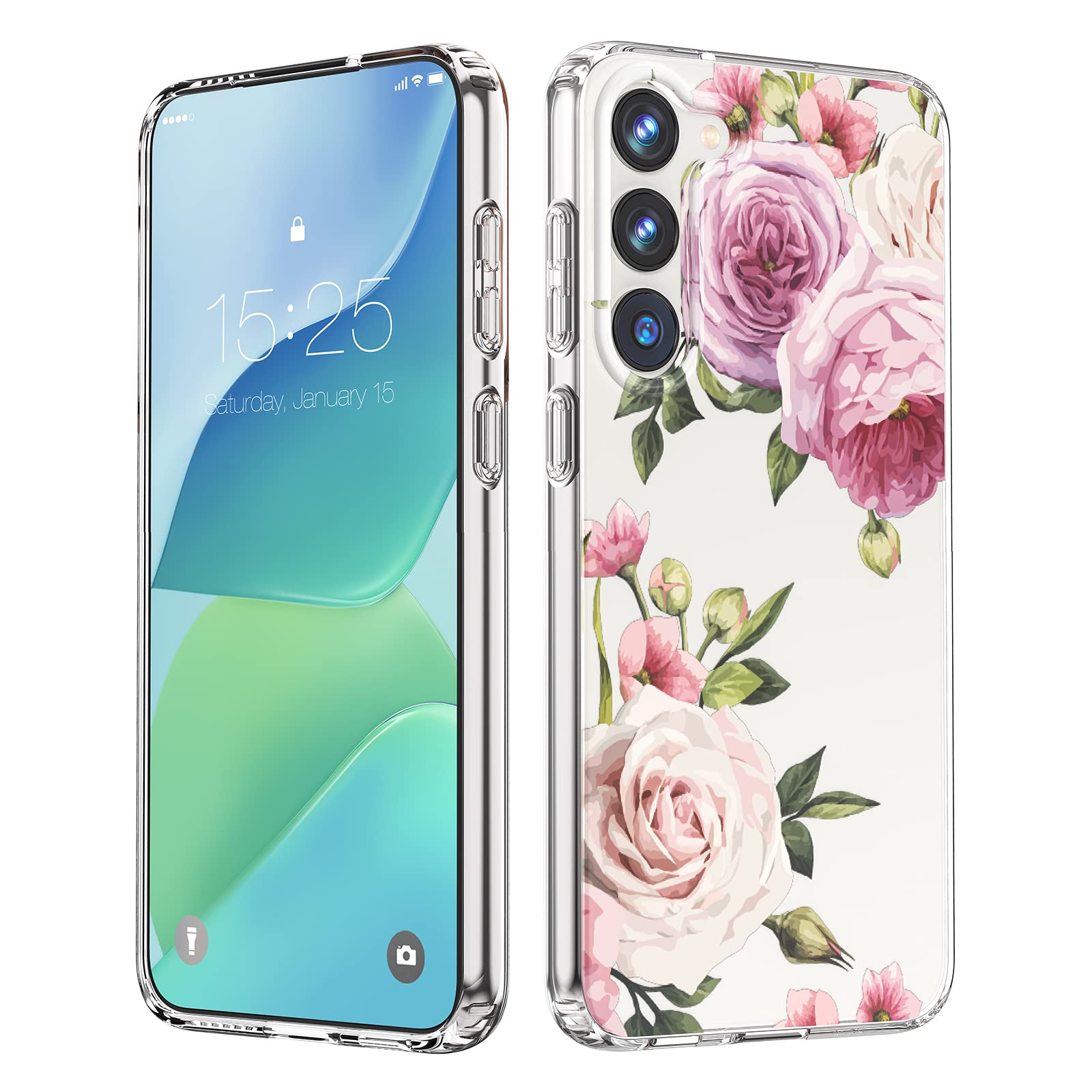 Milprox Compatible With Samsung Galaxy S23 Flower Case, Cute Case Design For Girls Women, Shockproof Floral Pattern Hard Back Fo