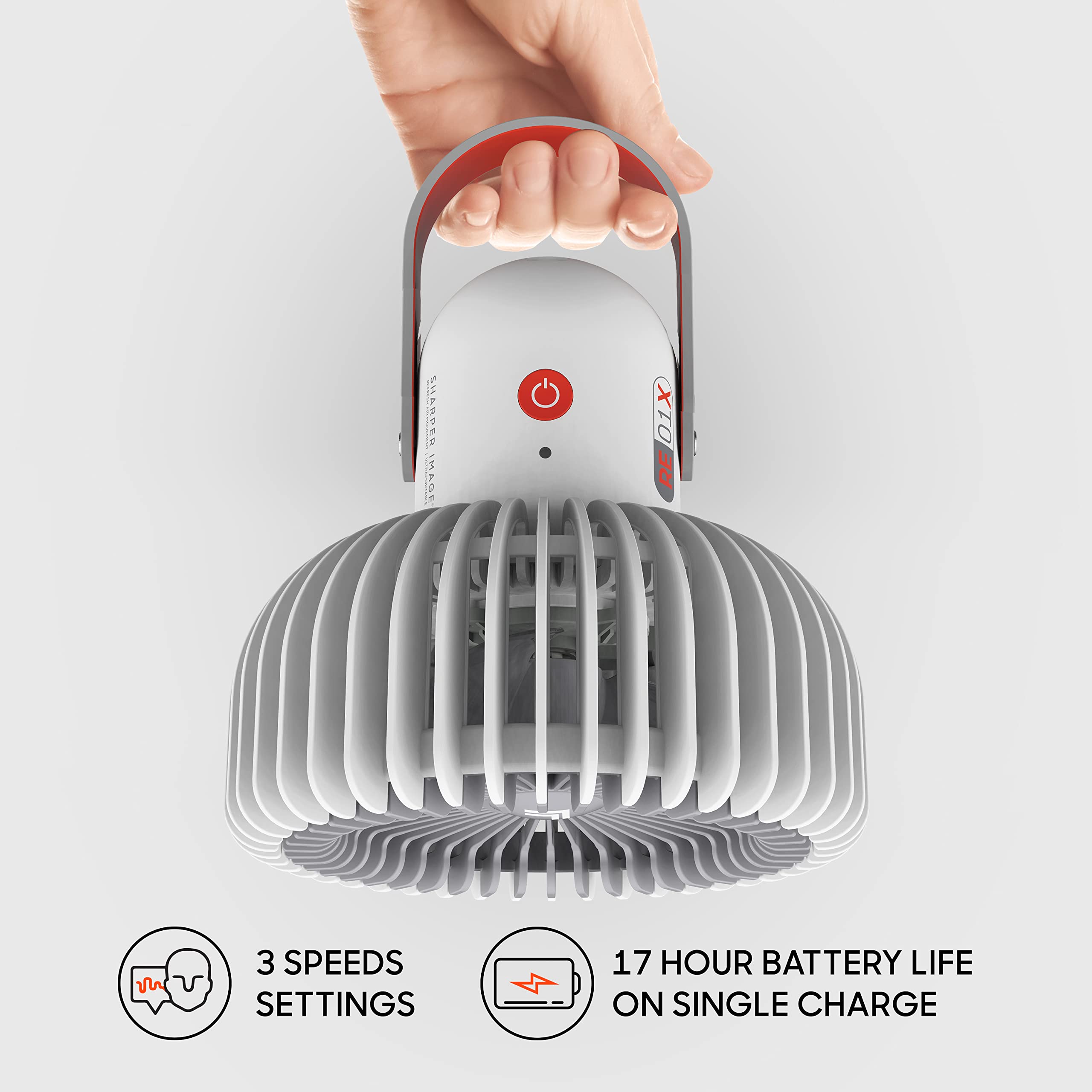 Sharper Image Refresh 01X Rechargeable Personal Fan, White