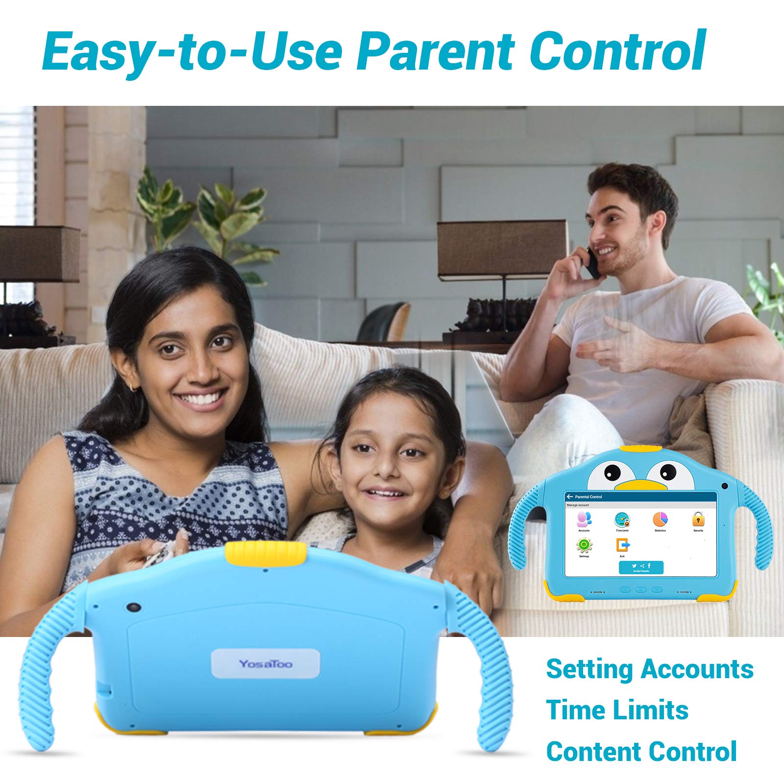 Tablet For Toddlers Tablet Android Kids Tablet With Wifi Dual Camera 1Gb 32Gb Storage 1024 X 600 Touch Screen Parental Control M