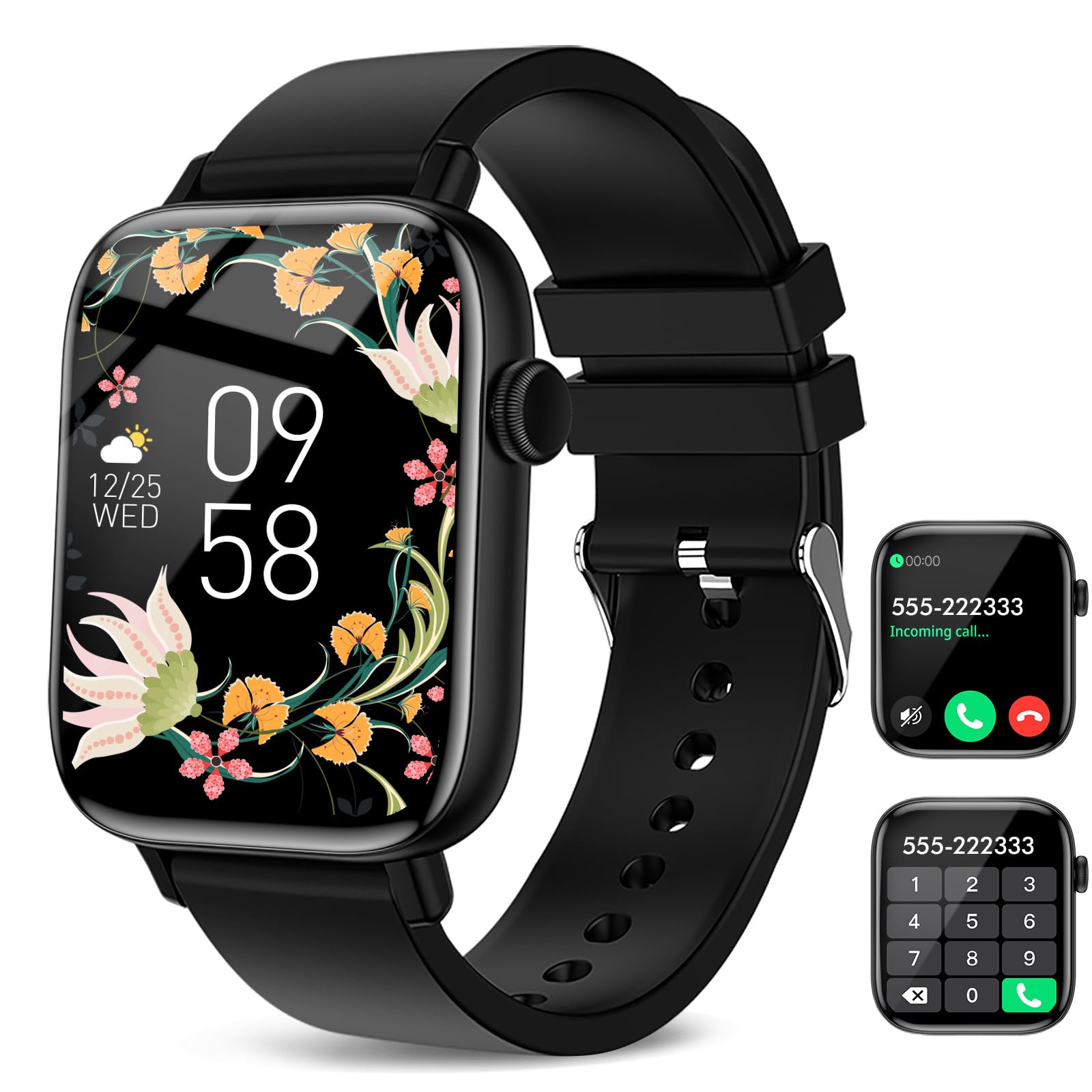 FTTMWTAG Smart Watch for Android iPhone-Call Receive/Dial/Read Message/AI Control-1.9 HD Screen-IP67 Waterproof Fitness Smartwat