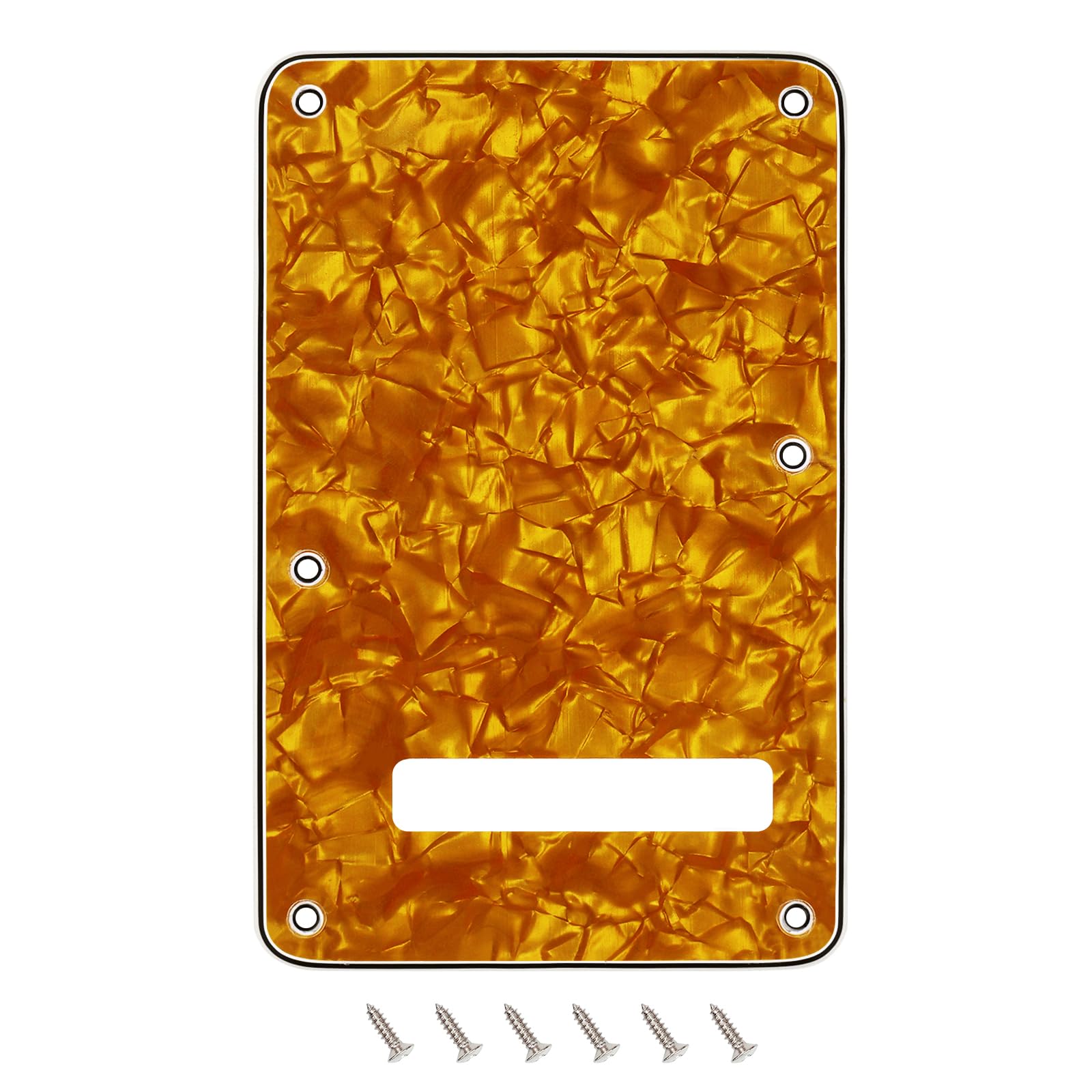 Banworks 4 Ply Electric Guitar Backplate 6-Hole Trem Tremolo Cover for USA/Mexican Fender Standard Strat ST JT/HGB-01 Yellow Pea