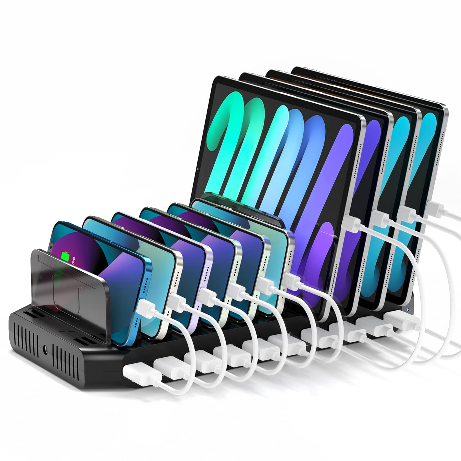 Unitek Usb Charging Station For Multiple Devices, Charger Organizer Stand Dock With Dividers, Quick Charge 3.0 Compatible For Sm