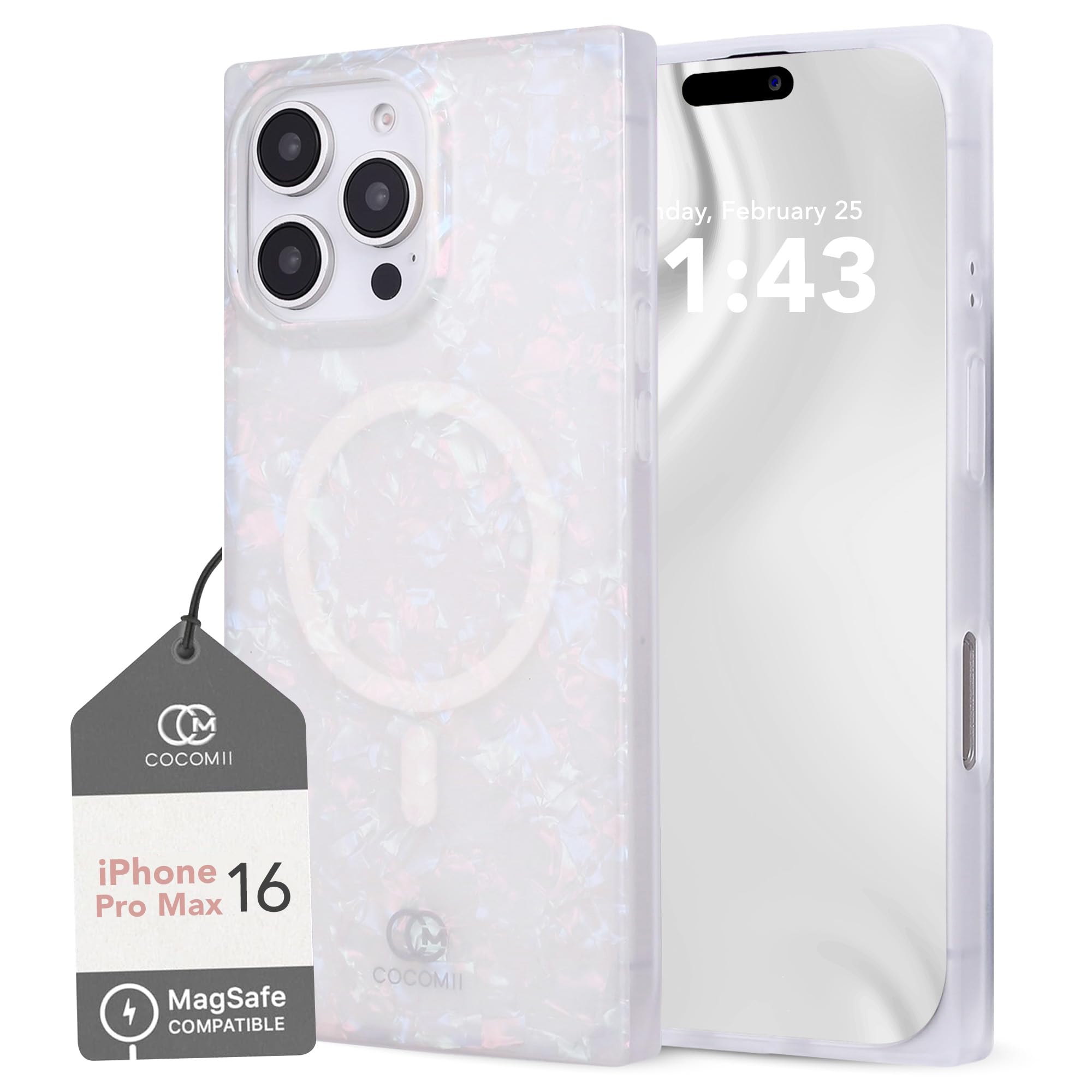 COCOMII Rectangle Case for iPhone 16 Pro Max, Compatible with MagSafe, Iridescent Opal