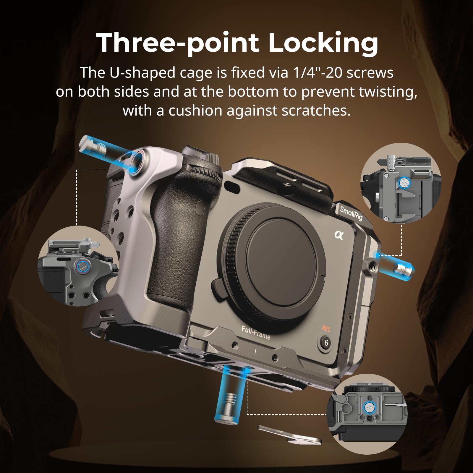 Smallrig Fx3 / Fx30 Hawklock Quick Release Camera Cage Kit For Sony With Xlr Handle Extension, Wrist Strap And Cable Clamp For H