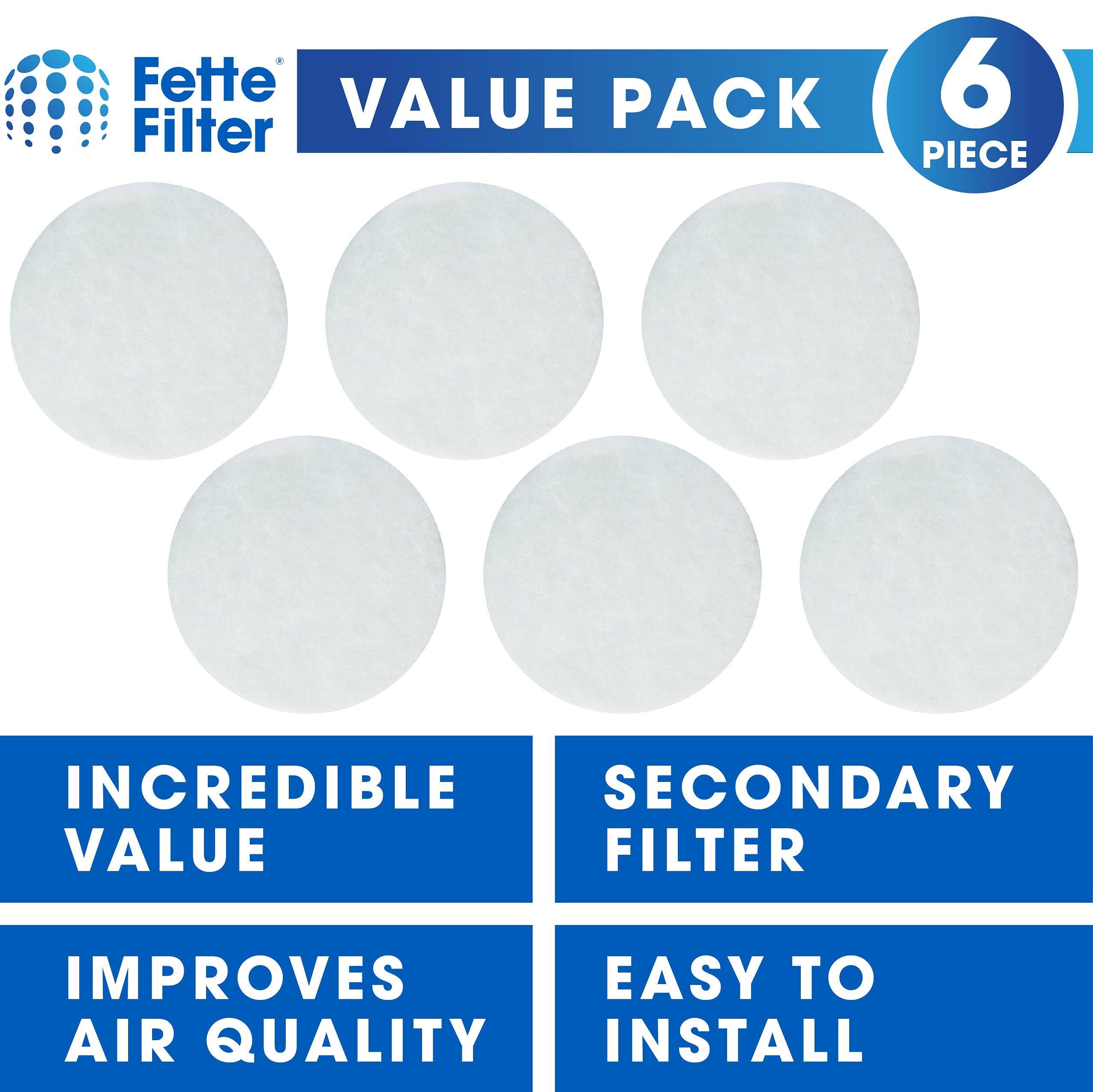 Fette Filter   18P0 Secondary Filter For Garage Pro Wet/Dry Vacs Compatible With Bissell Part # 2030165, 203 0165   Pack Of 6