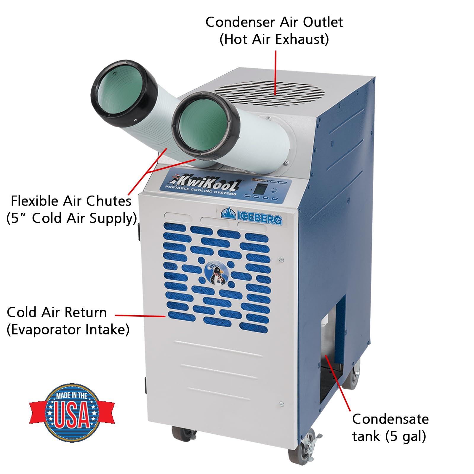 Kwikool Kpac1811 2 Air Cooled 1.5 Ton Portable Spot Cooler