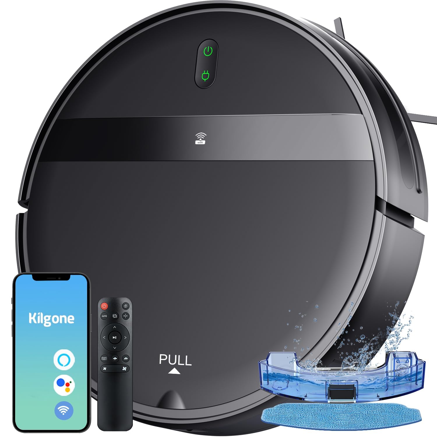 Kilgone Robot Vacuum and Mop Combo with Smart 3D Avoidance | Hands-Free Cleaning on Hard Floors & Carpets | Powerful Suction & T