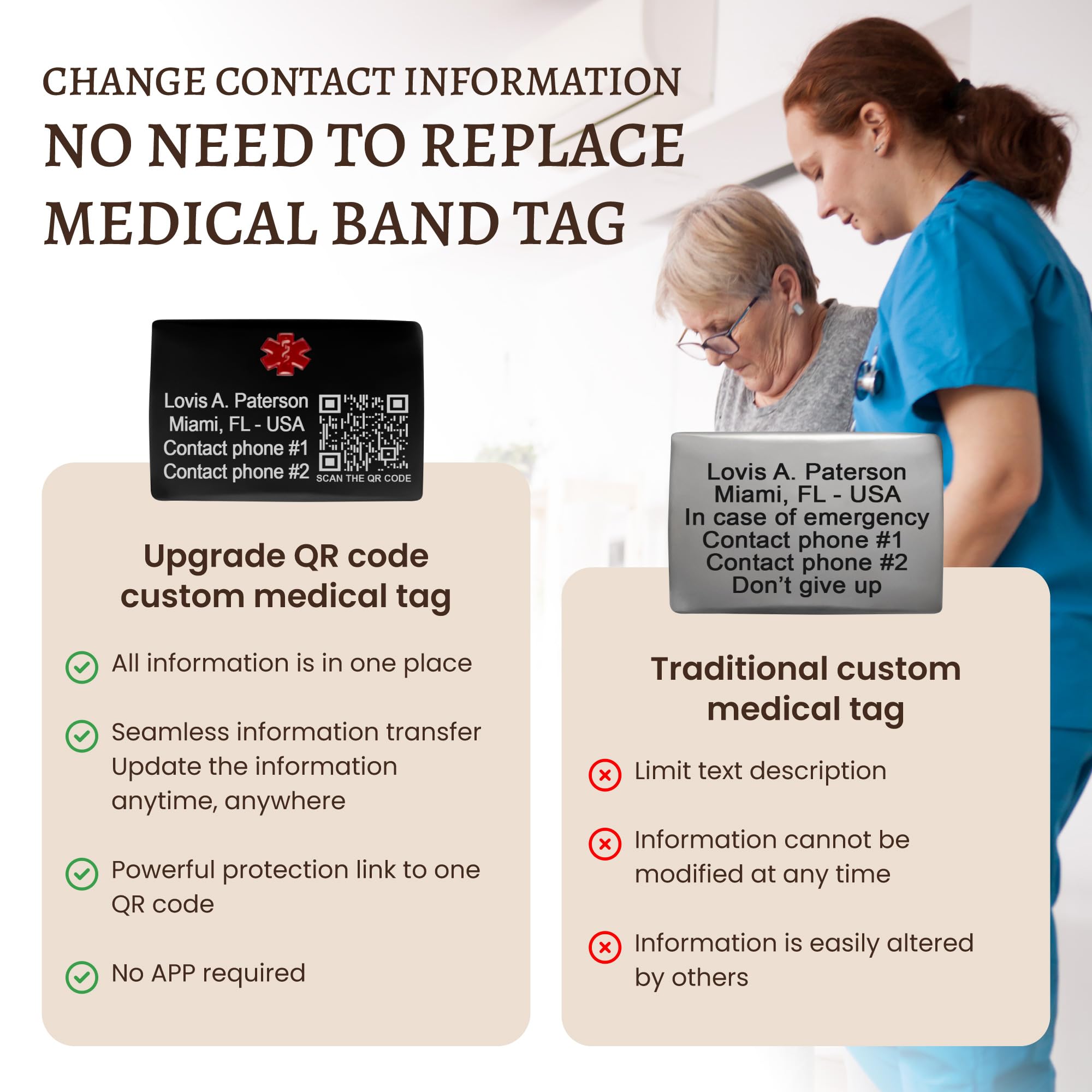 Qr Code Alert Id Tag For Watch Band, Custom Smart Scannable Apple Watch Safety Plate, Personalized Sos Fitness Runners Id Tag Fo