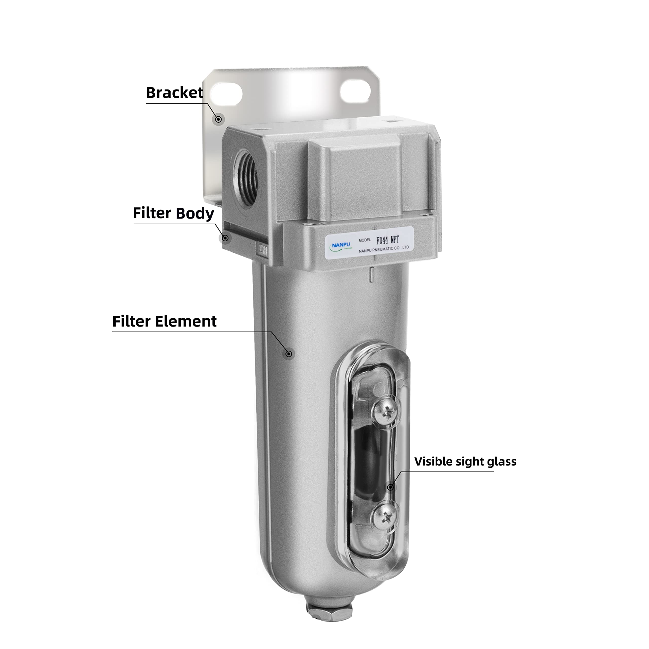 Nanpu Industrial Grade Heavy Duty Compressed Air Desiccant Dryer, In Line Filter, Moisture Trap, Water Separator, Suitable For P