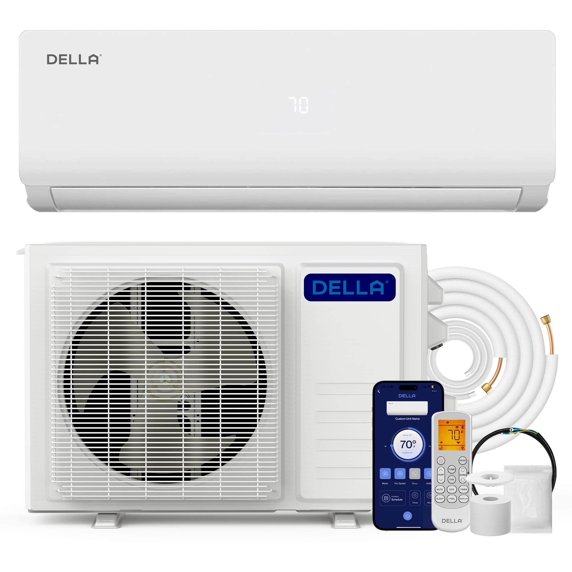 Della Versa Series 12000 Btu Mini Split Air Conditioner Work With Alexa 19 Seer2 Cools Up To 550 Sq.Ft Energy Efficient Ductless