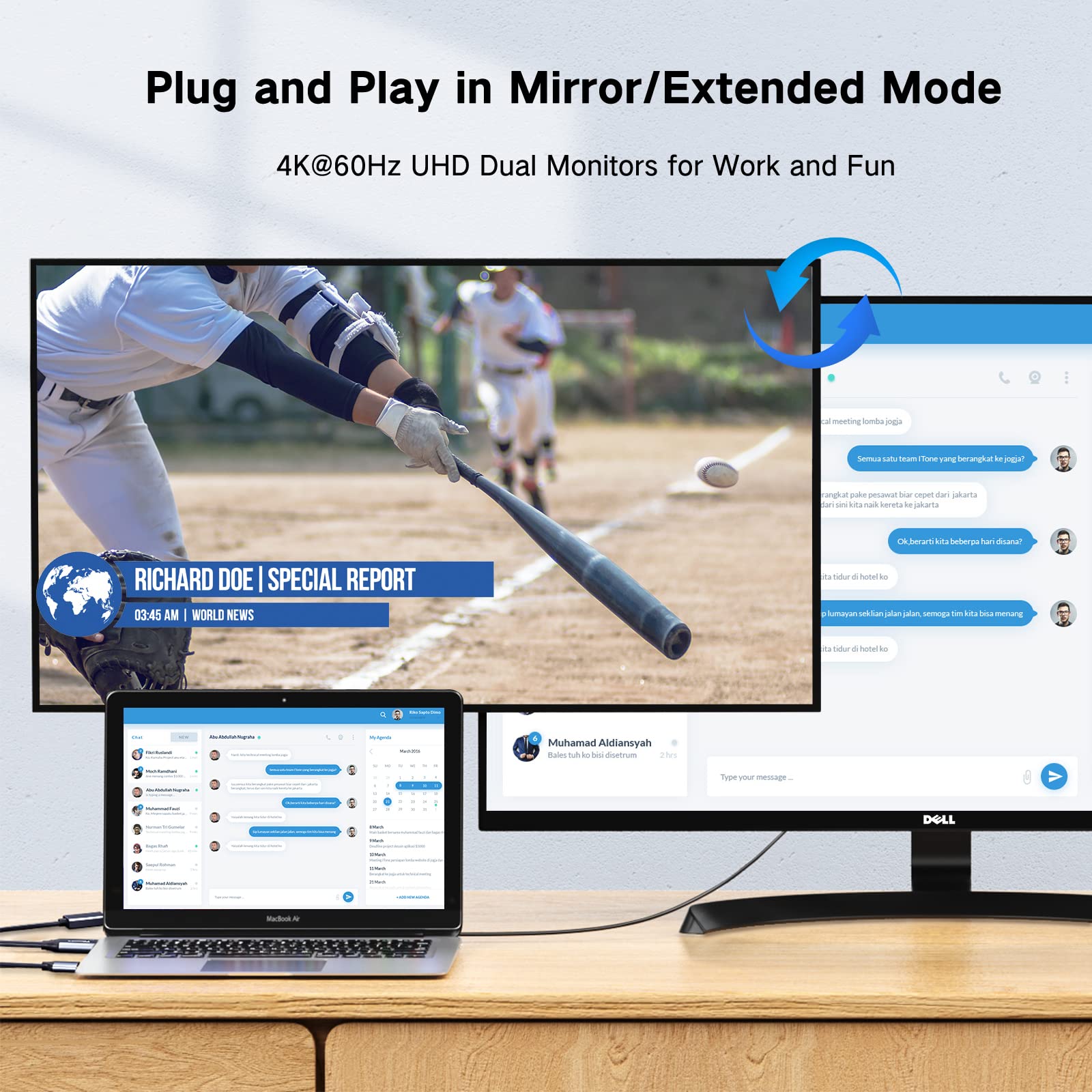 Foinnex Hdmi To Displayport Adapter, Unidirectional Hdmi To Dp 4K@60Hz Male To Female Compatible With Hdmi Computer To Dp Monito