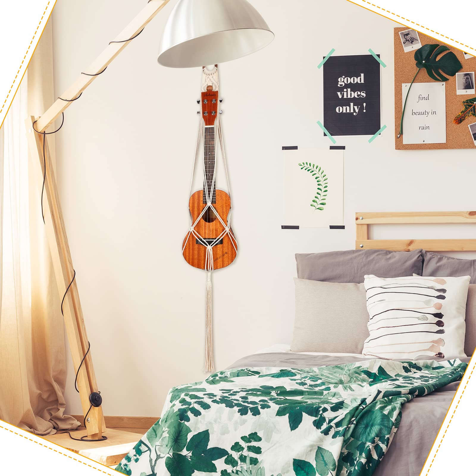 3 Pieces 21 To 24 Inches, Macrame Ukulele Hanger Macrame Wall Mount Hanger Boho Ukulele Wall Mount Hanging Stand Holder For Sopr