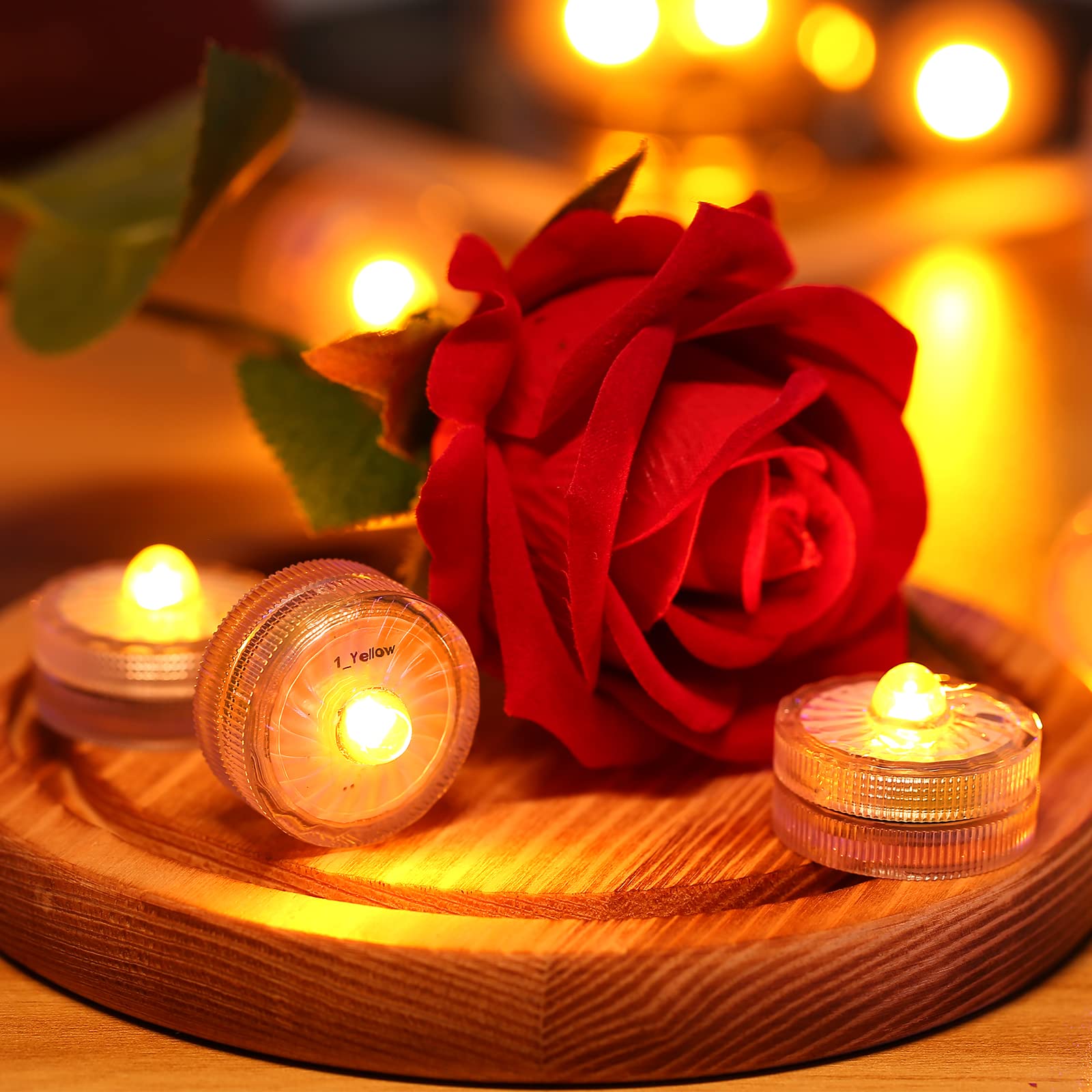 Hl Submersible Led Light,Amber Small Led Light,100 Hours Waterproof Flameless Led Lights Battery Powered For Wedding Home Vase F