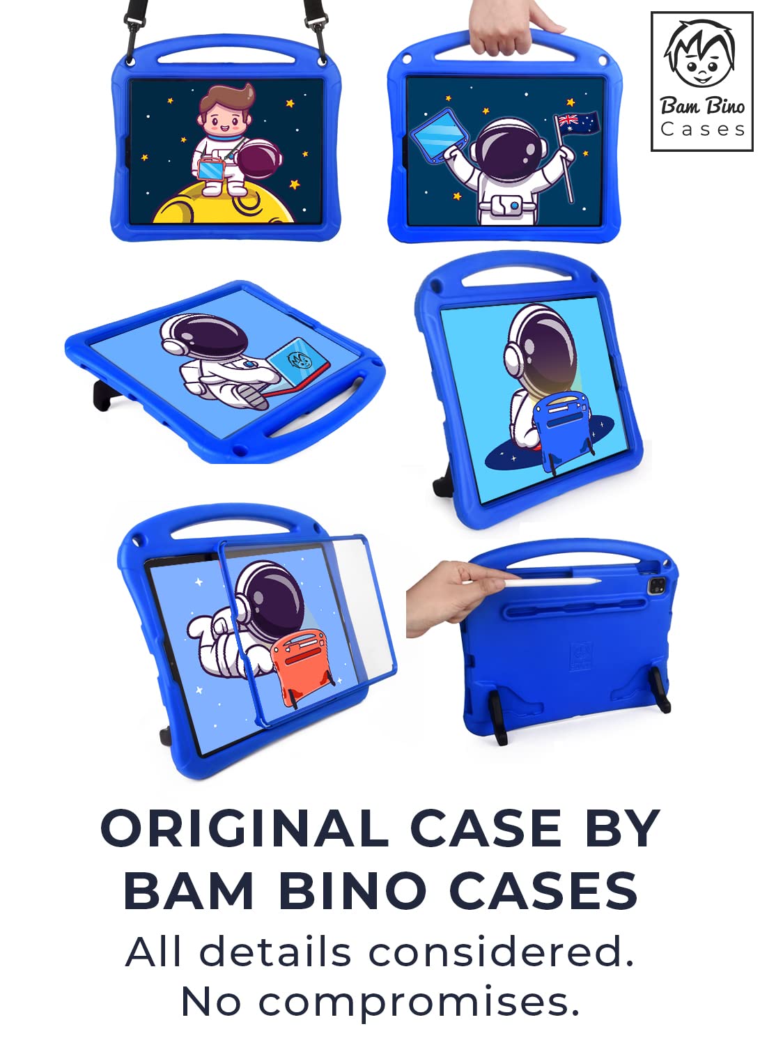 Bam Bino Space Suit Case For Ipad Pro 12.9'' 3Rd/4Th/5Th/6Th Generation (2018 2022) Models (Galactic Blue)   [Not For Ipad Pro 1