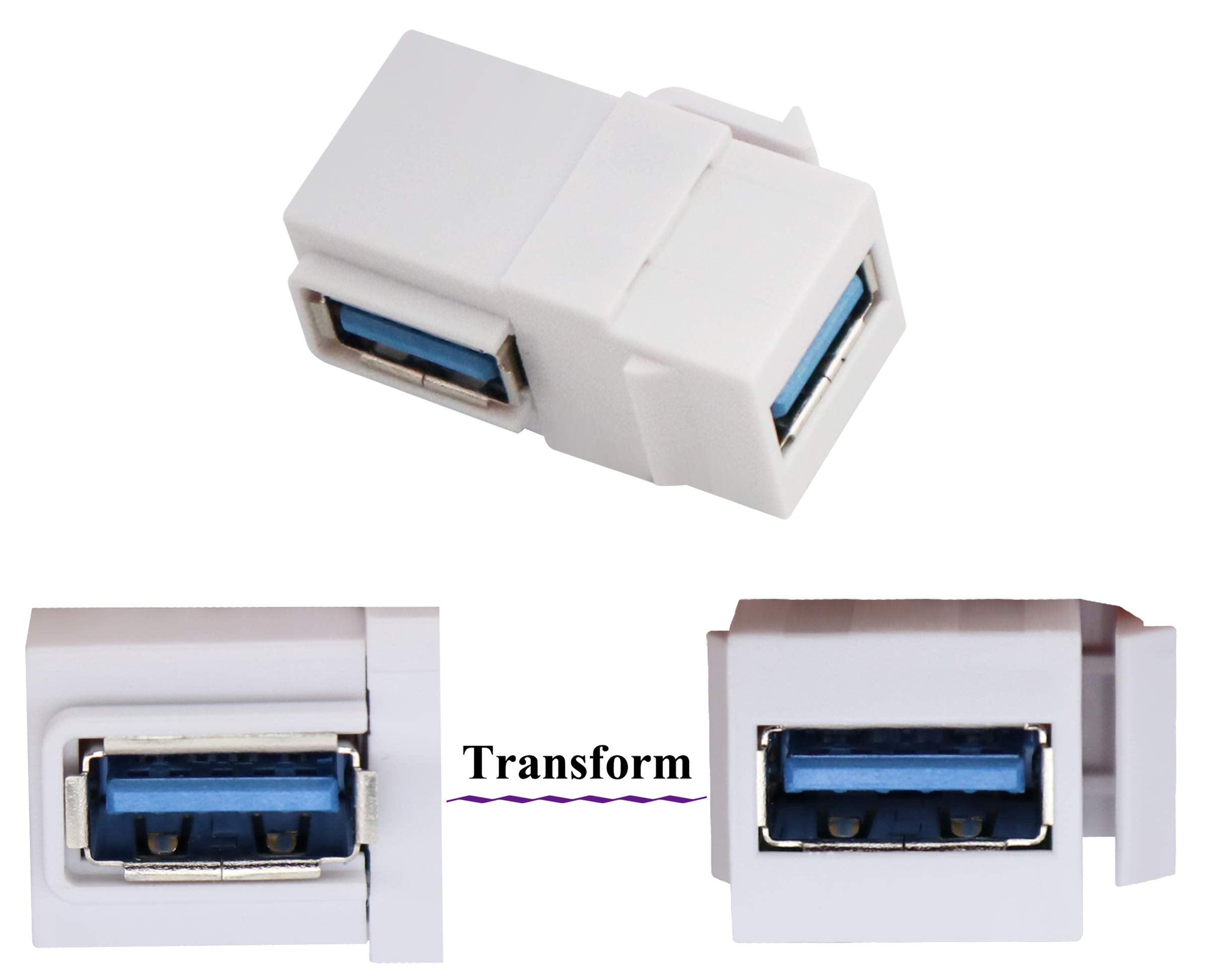 Aaotokk Right Angle Usb 3.0 Keystone Coupler 90 Degree Usb 3.0 A Female To Female Keystone Jack Insert Socket Coupler Adapter Fo