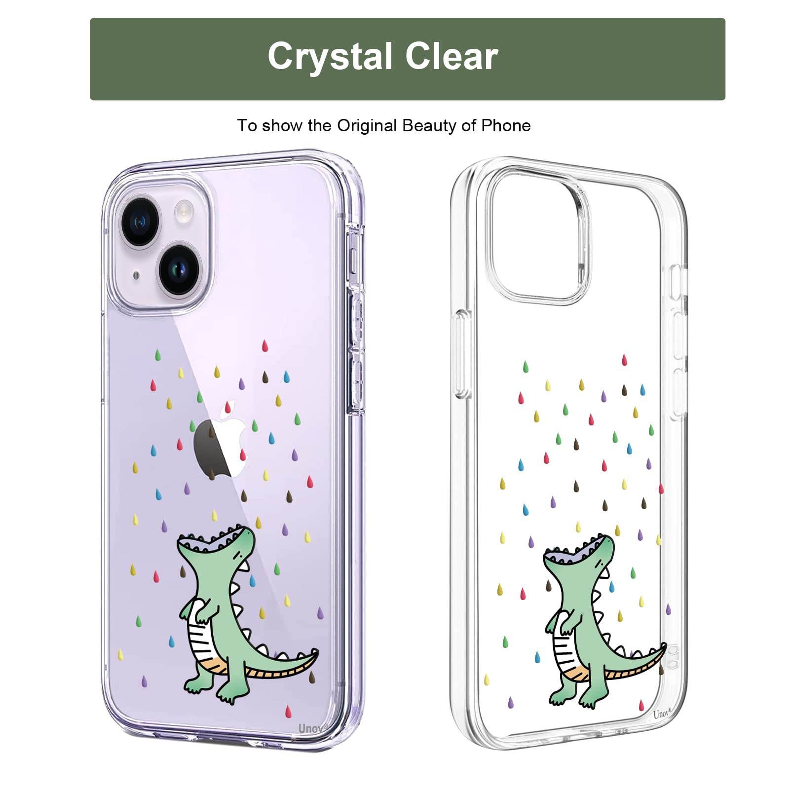 Unov Case Compatible With Iphone 14 Iphone 13 Case Clear With Design Embossed Pattern Soft Tpu Bumper Slim Protective 6.1 Inch (