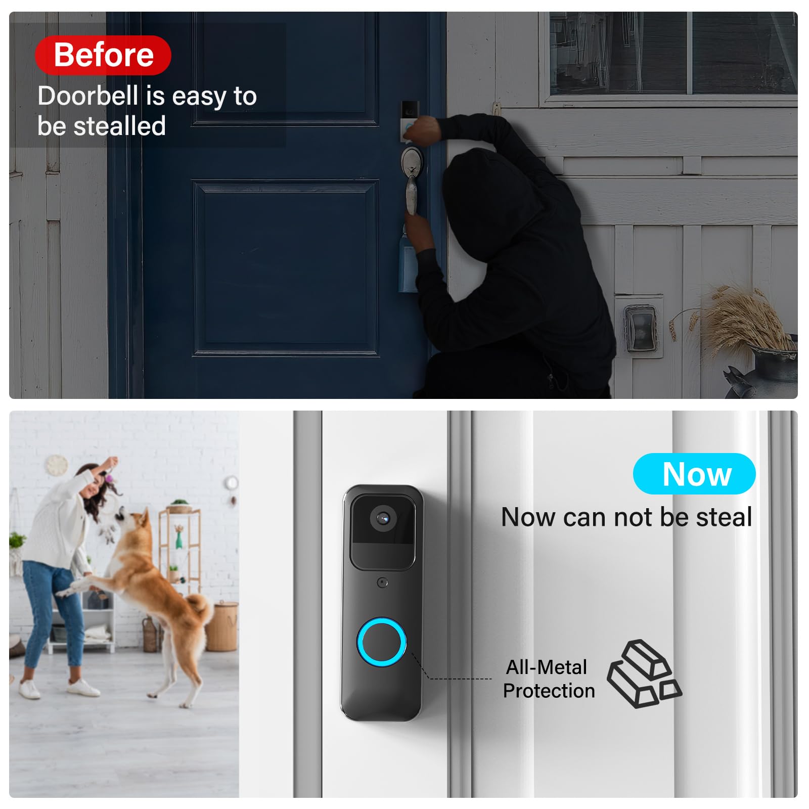 Locka Adhesive Blink Doorbell Mount, Full Metal No Drill Mounting Bracket For Blink Video Doorbell, No Block Motion And Camera S