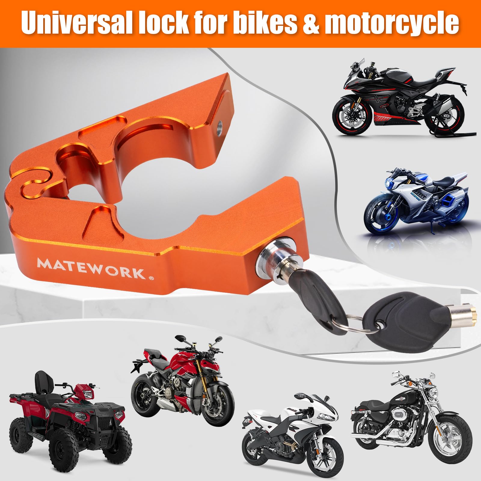 Matework Motorcycle Lock Anti Theft Heavy Duty, Motorcycle Handlebar & Brake Lock With Helmet Lock, Bike Lock, Universal For All