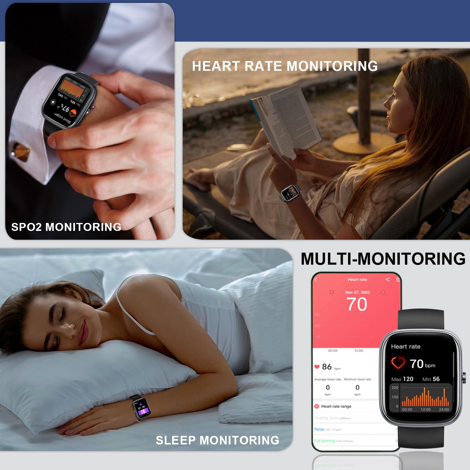 Kuizil Smart Watch For Men Women, 1.91 '' Smartwatch (Answer/Make Call), Fitness Tracker With 100+ Sport Modes, Ip68 Waterproof,