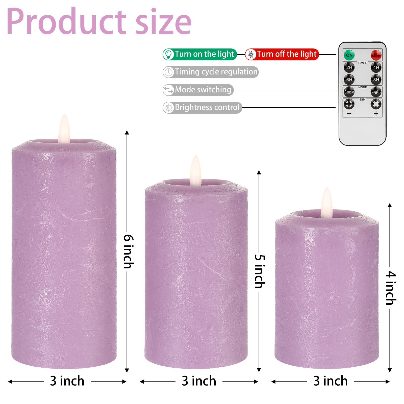 Angelloong Real Wax Led Candles Flickering, Flameless Battery Operated Candle With Remote, Pillar Electric Timer Candles For Hom