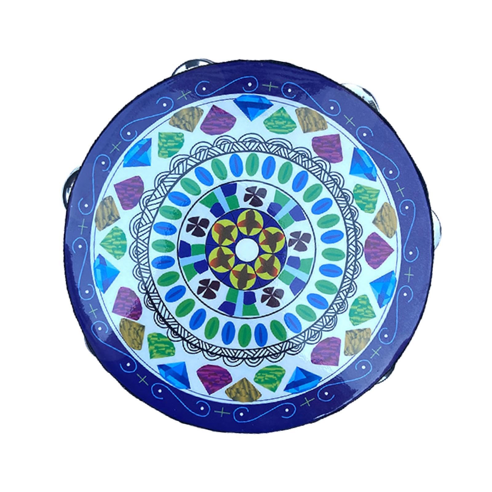 Merishopp 8inch Tambourine Handheld Drum with Metal Bells for Wedding Activity Dancing Blue | Musical Instruments & Gear | Percu