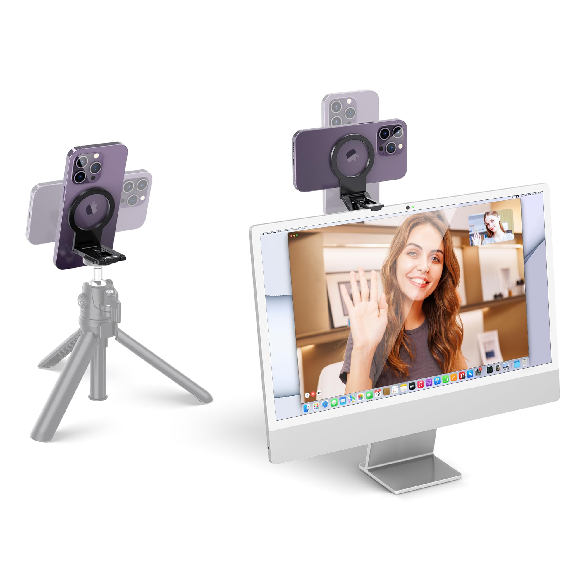 Profezzion Metal Continuity Camera Mount   Compatible Iphone Webcam Mount With Mag Safe For Mac Desktops & Displays, Imac 2017 /