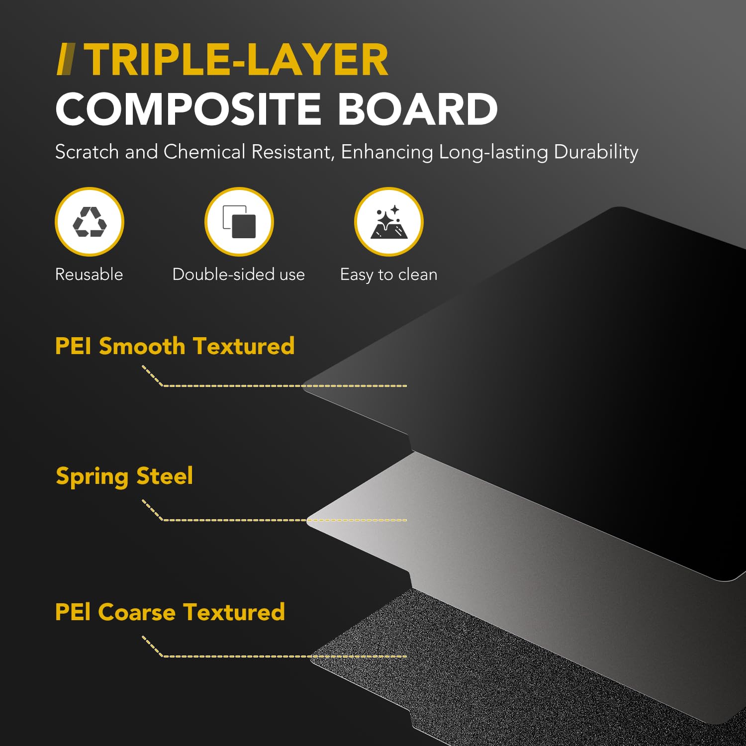 Vokelater 3D Printer Build Plate Black Pei Sheet For Bambu Lab X1/X1C/X1E/P1P/P1S/A1, Dual Texture 257X257Mm, Flexible Spring St