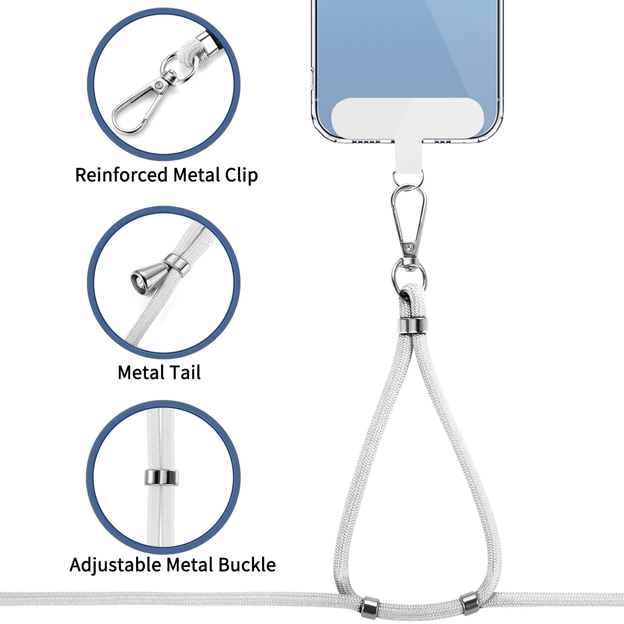 Cacoe Phone Lanyard 2 Pack 1   Adjustable Neck Strap,1   Wrist Strap,4   Pads,Universal Crossbody Cell Phone Lanyards,Multifucti