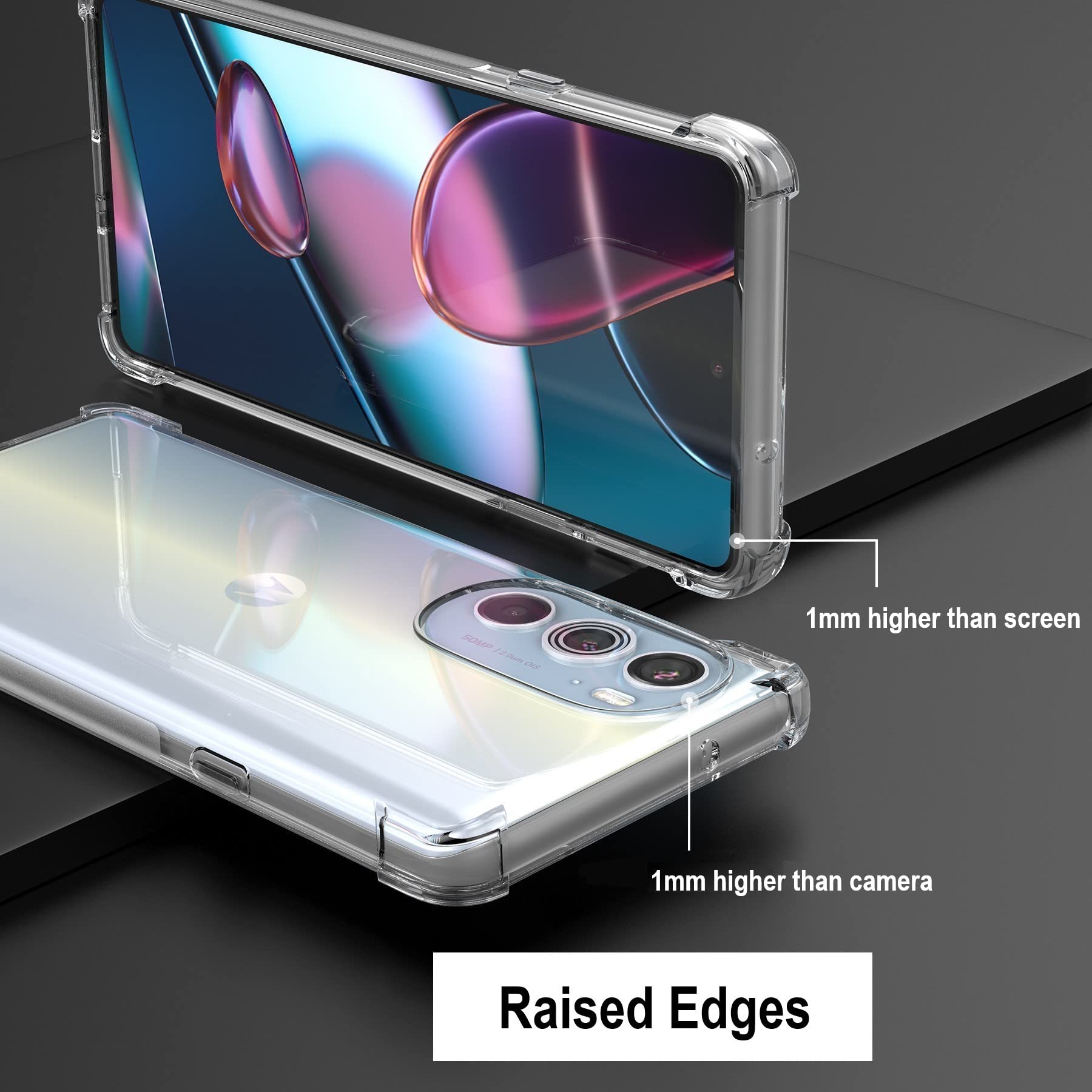 Cresee Phone Case for Motorola Edge Plus 2022 5G UW Crystal Clear Reinforced Corners Flexible TPU Transparent