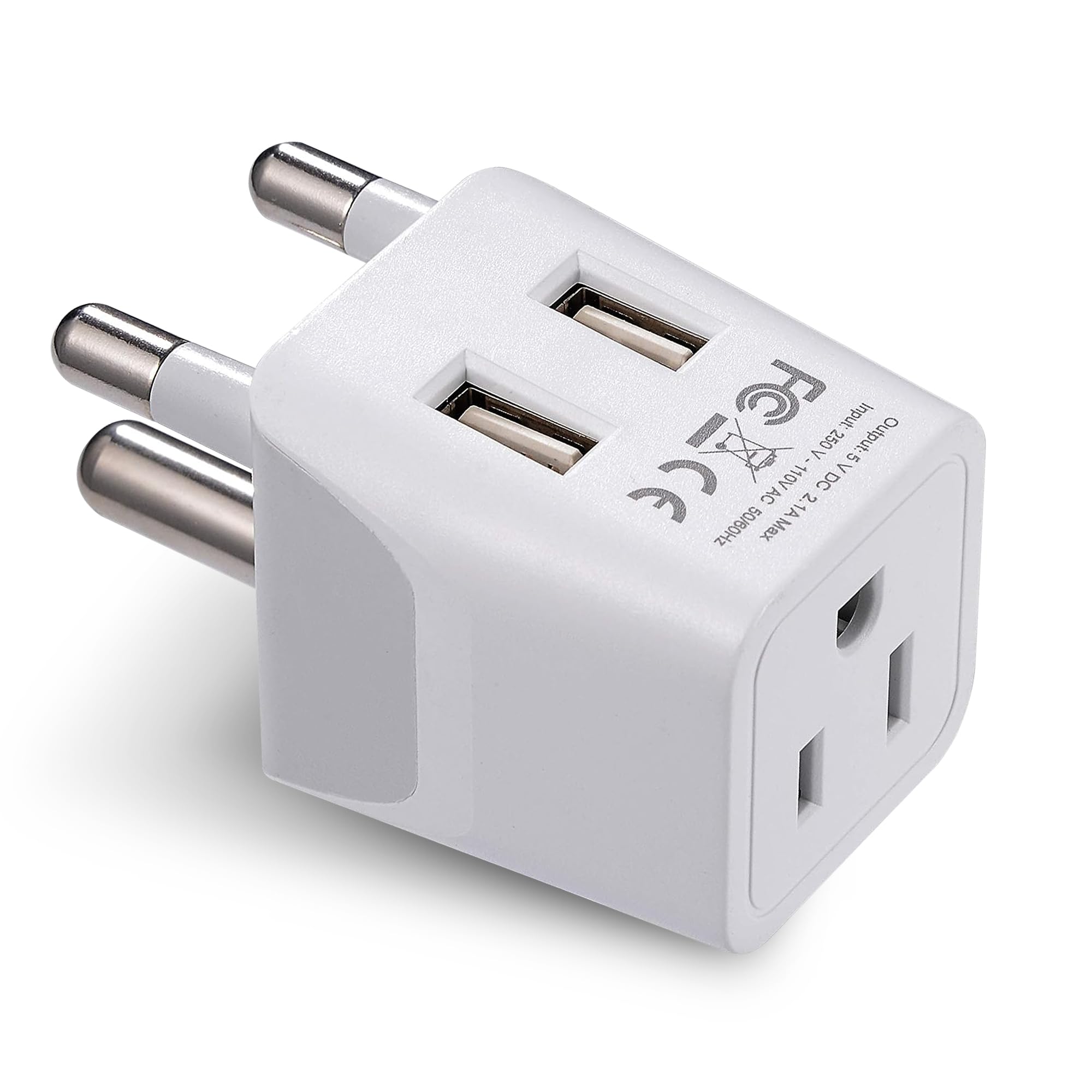 Ceptics South Africa, Botswana Travel Adapter Plug With Dual USB + USA Input - Type M - Ultra Compact - Safe Grounded Perfect fo