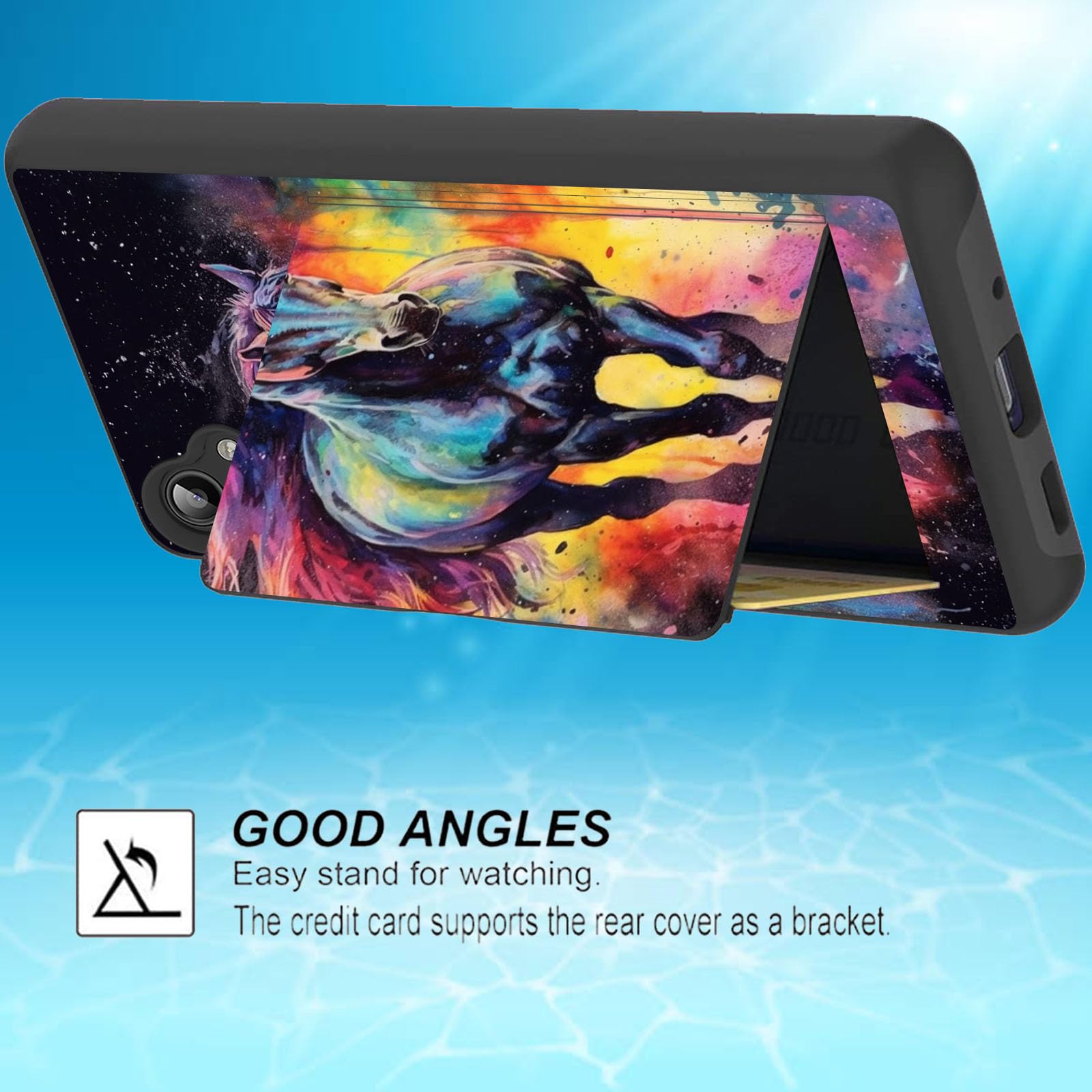 Fgdrfgrw Designed For Galaxy S24 Fe Card Holder Credit Card Wallets Case,Dual Layer Hybrid Shockproof Drop Protection With Kicks