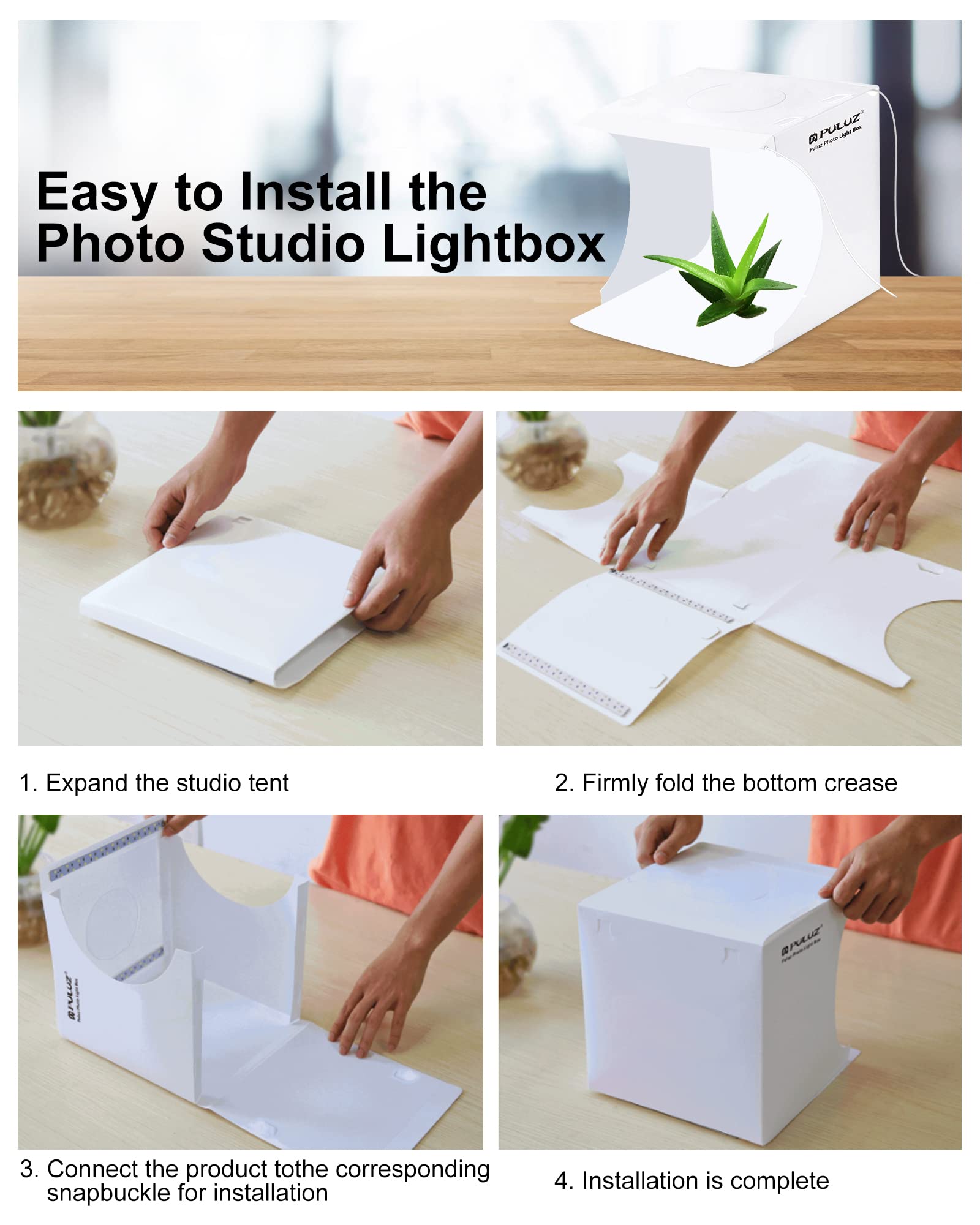 Photo Studio Box With Led Light, Puluz 20Cm Mini Portable Photography Lighting Tent Kit, White Foldable Shooting Softbox With 2X