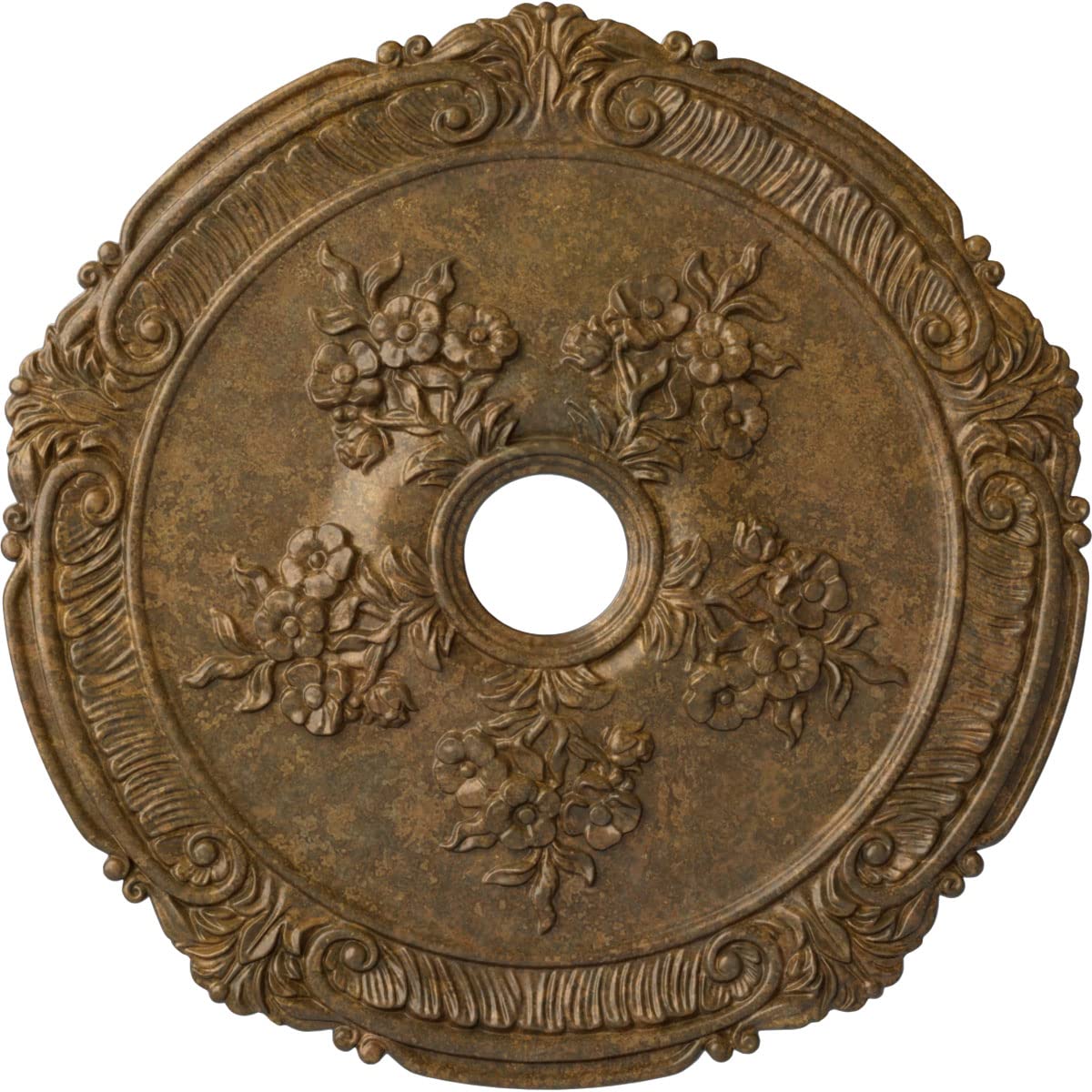 Ekena Millwork Cm26Atrzs Attica With Rose Ceiling Medallion, 26''Od X 3 3/4''Id X 1 1/2''P, Hand Painted Rubbed Bronze