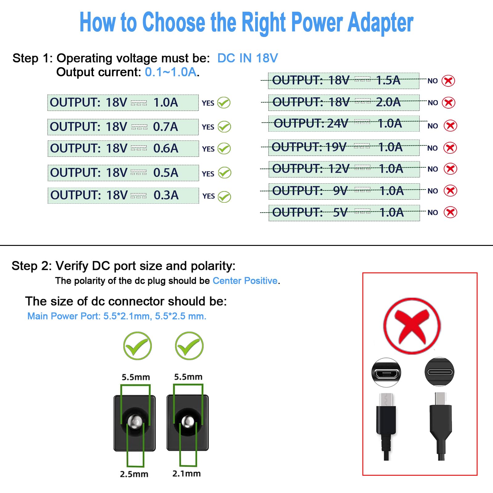 Tkdy 18V 1A Dc Power Supply Adapter, 110-240V Ac To Dc 18Volt Us Plug Fit For 18Vdc 1000Ma 750Ma 500Ma Power Cord For Logitech S