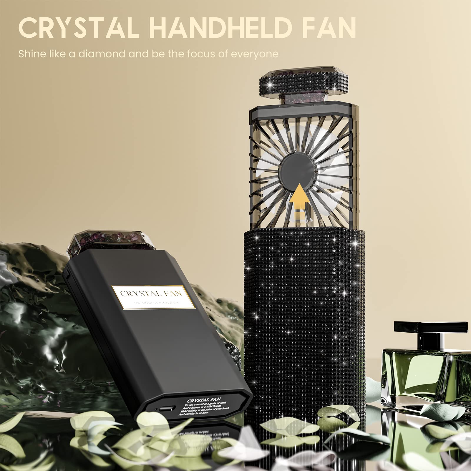 Lady Handheld Fan, Rechargeable Small Personal Fan With 3 Speeds Setting, Powerful Quiet Pull Out Portable Fan, Mini Cooling Des