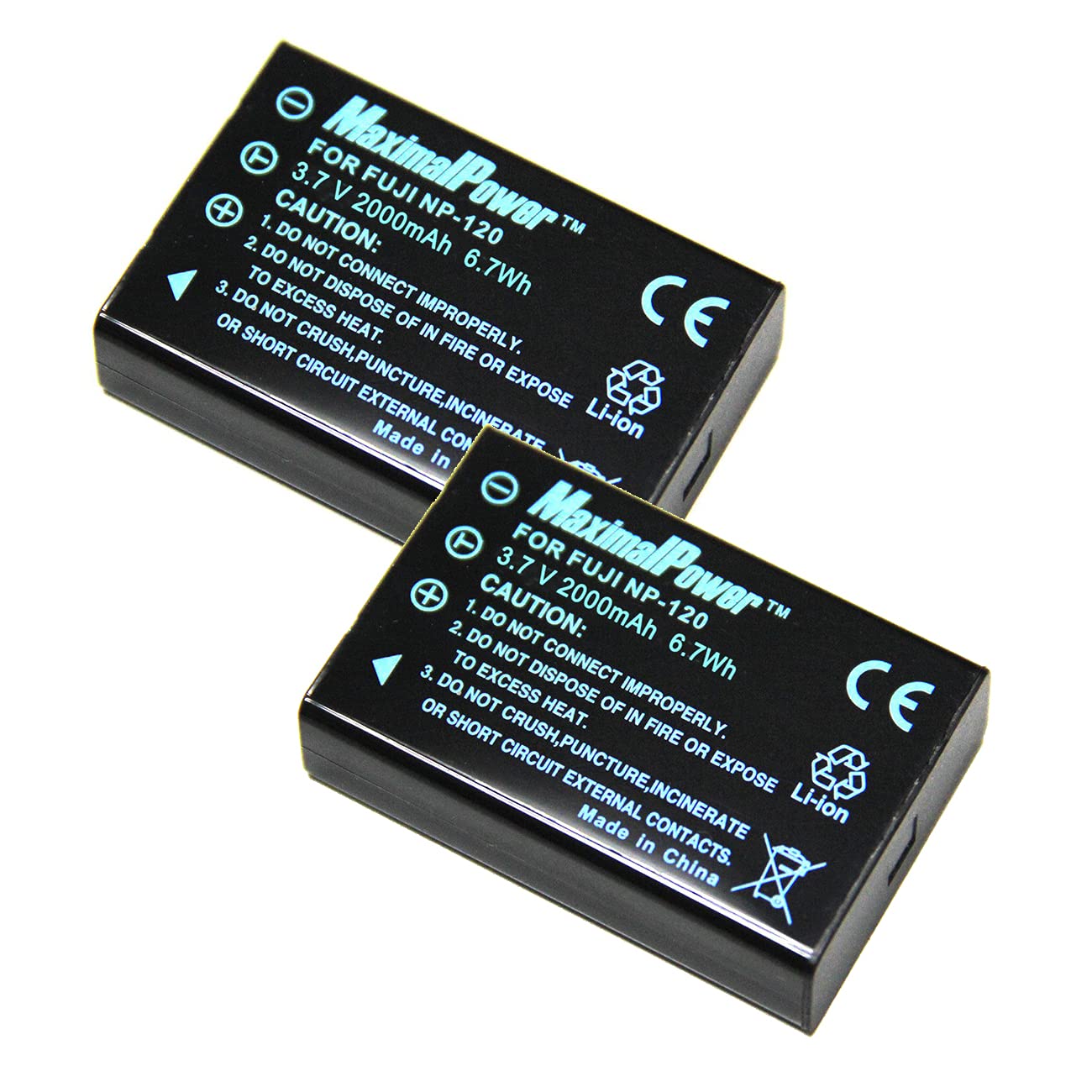 Maximalpower Camera Battery (2 Pack) For Pentax D Li7 Fuji Np 120 Optio 450 550 555 750 750Z Mx Mx4