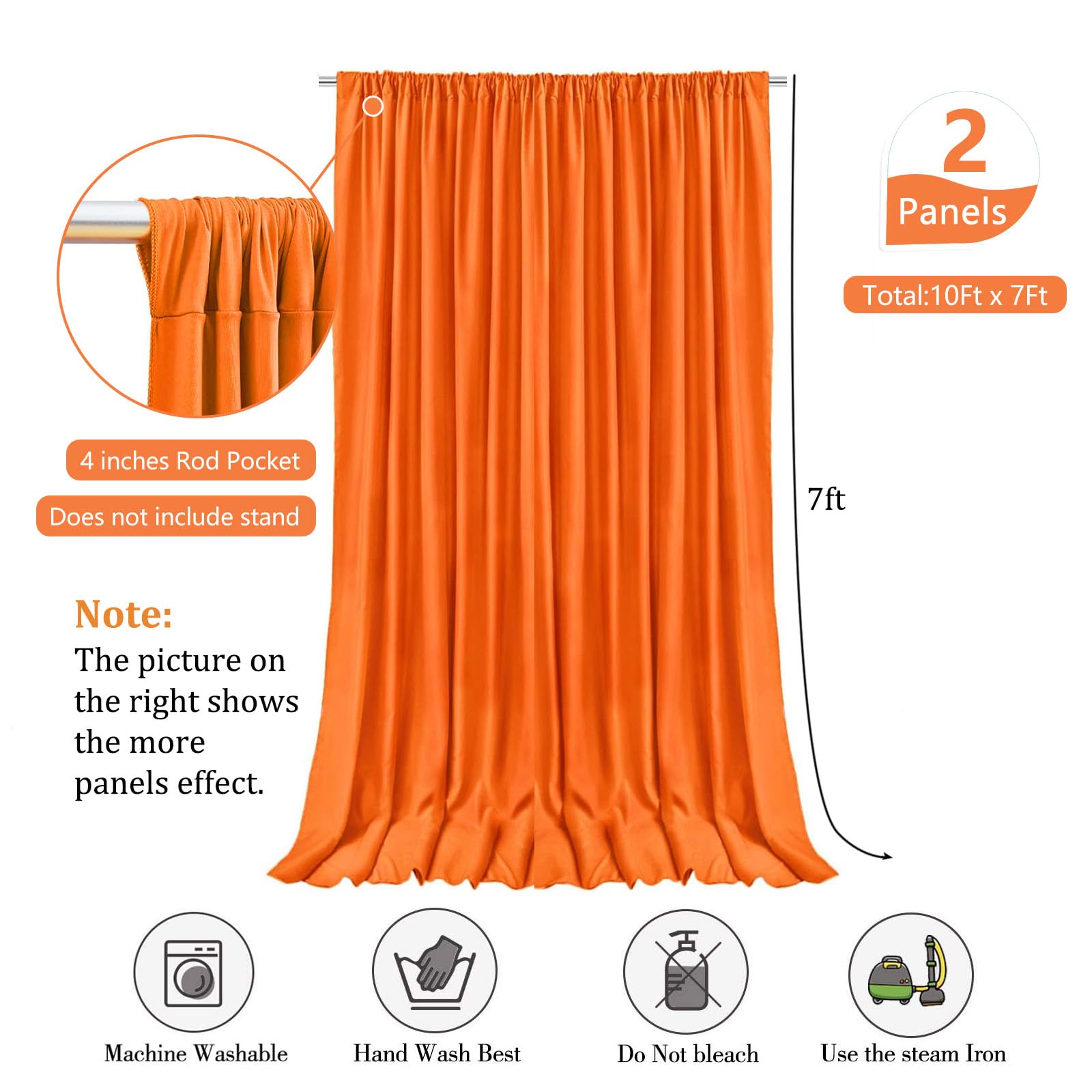 10 X 7 Feet Orange Backdrop Curtain For Partie, Background Curtains For Photoshoot, Birthday, Wedding, Halloween, Thanksgiving,