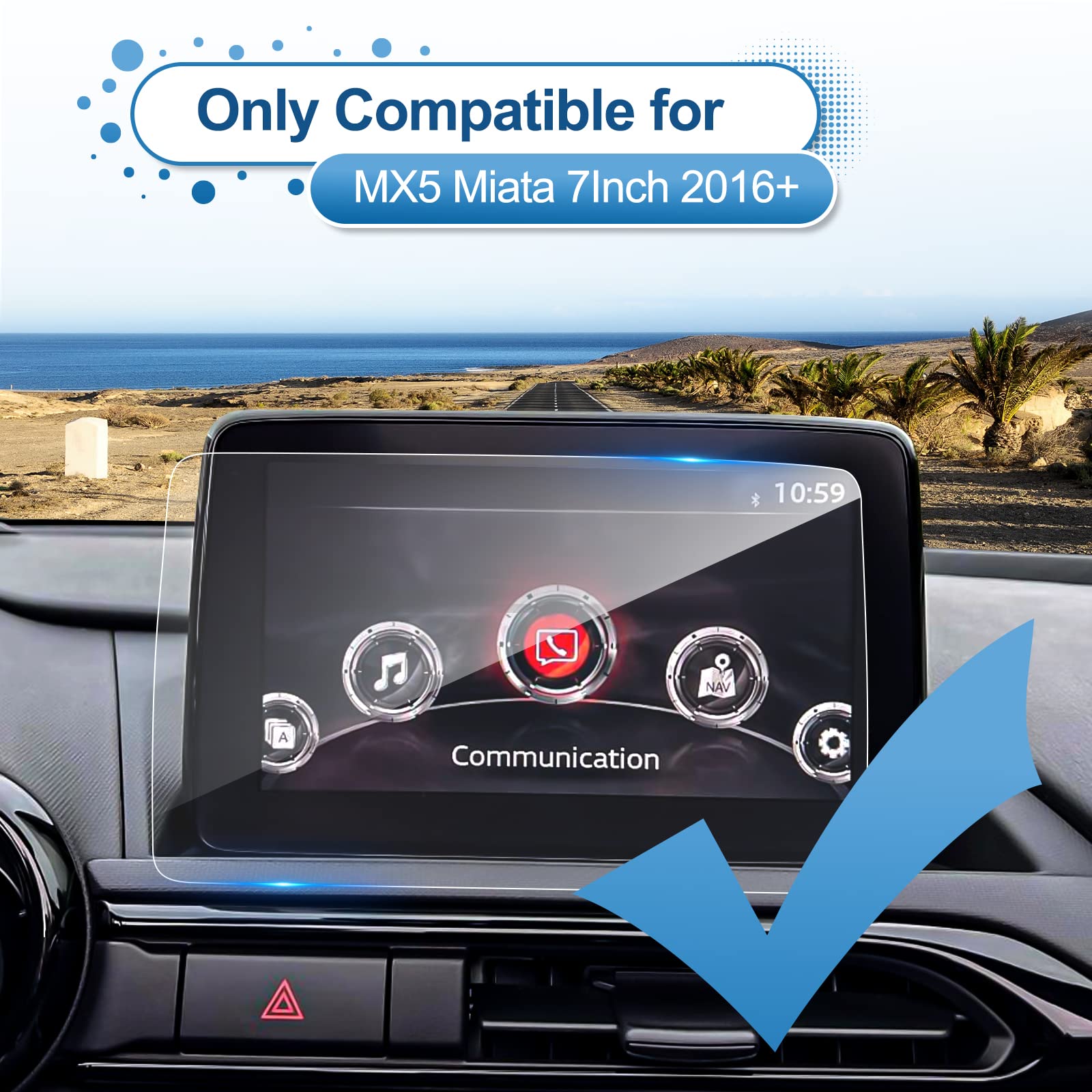 Coleya 2016 2022 2023 Mx 5 Miata Screen Protector For Mazda Mx 5 Miata (Sport/Club/Grand Touring) 7 Inch Touch Screen, 9H Temper