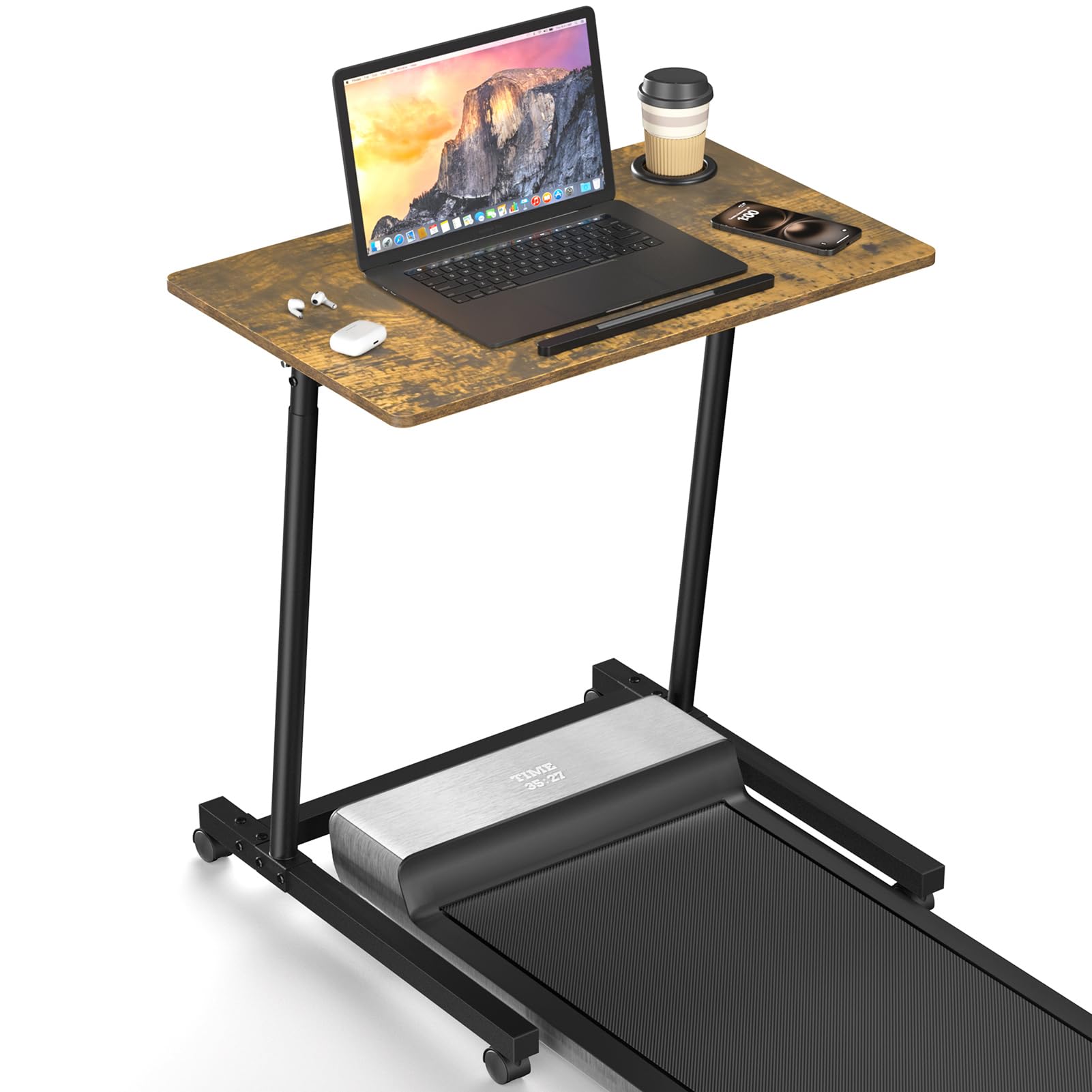 Eocnrhe Treadmill Desk, Mobile Small Standing Desk with Wheels for Walking Pad, Portable Table for Laptop, Rolling Table Adjusta