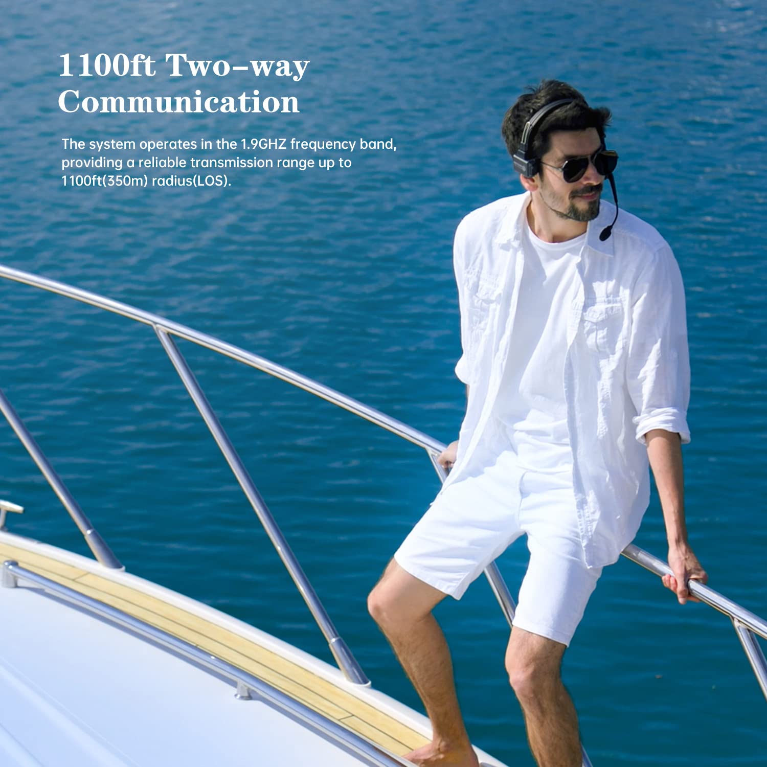 Hollyland Solidcom C1 Wireless Headset Intercom System 4 Person Full Duplex 1100Ft Team Communication Group Talk Single Ear Head