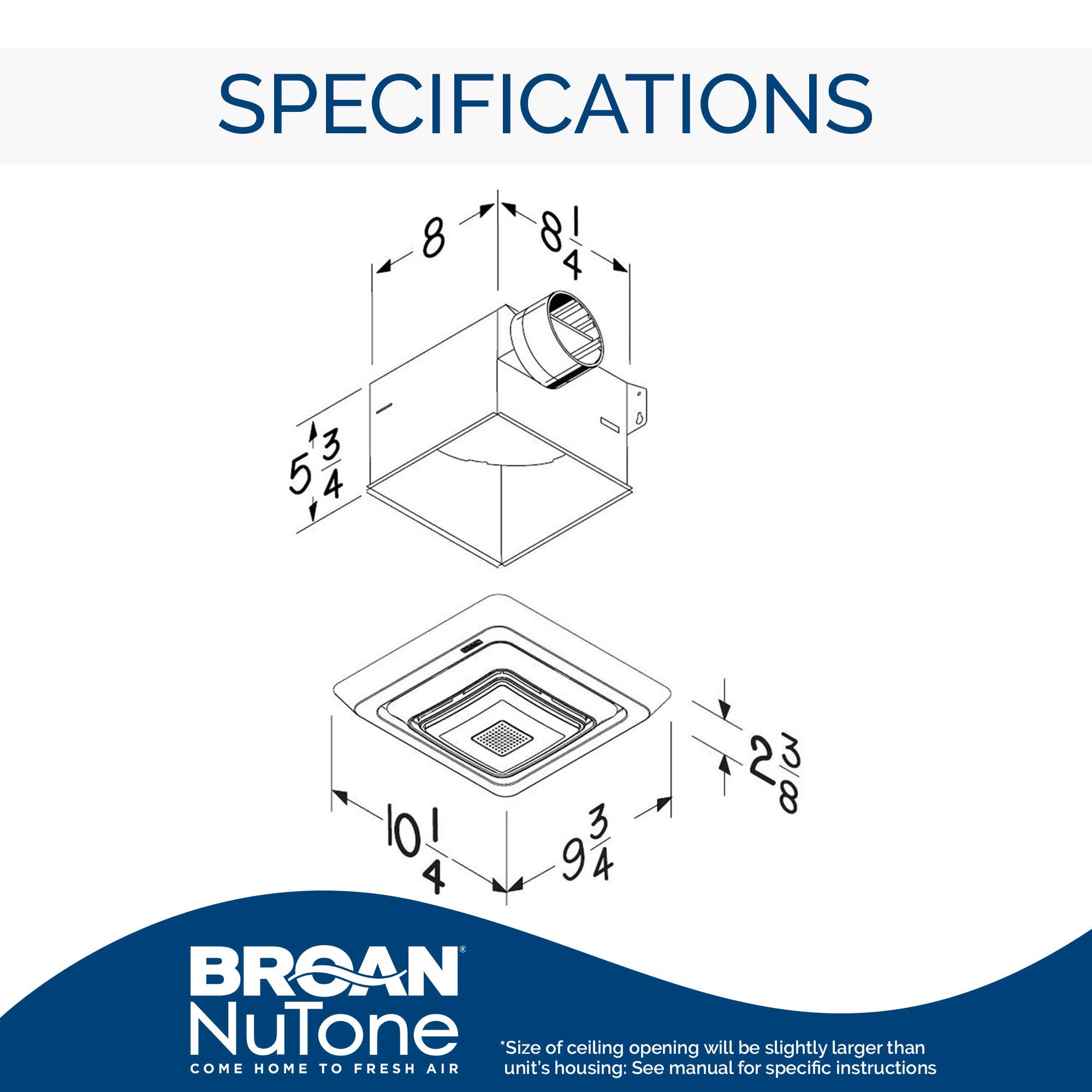 Broan Nutone Spk80L Bluetooth Speaker Ventilation Fan With Led Light, 80 Cfm, 2.5 Sones, White