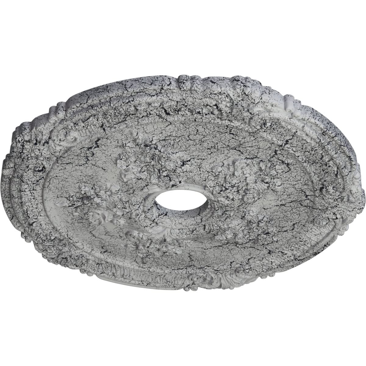 Ekena Millwork Cm26Atuwc Attica With Rose Ceiling Medallion, 26''Od X 3 3/4''Id X 1 1/2''P, Hand Painted Ultra Pure White Crackl