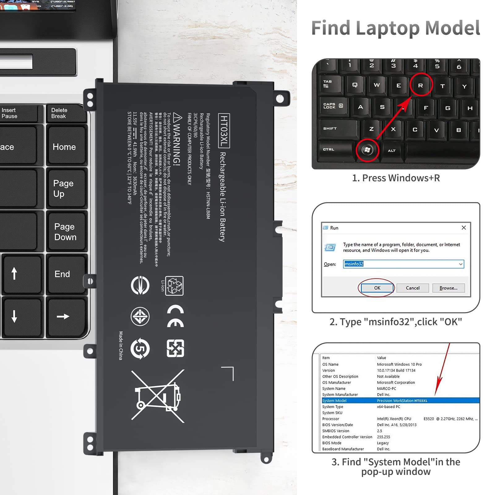 Dreamme Ht03Xl Battery [11.55V/41.9Wh] For Hp  L11119 855 Laptop Battery For Hp Pavilion 14 Ce 14 Df 14 Cf,15 Cs 15 Da 15 Db 15