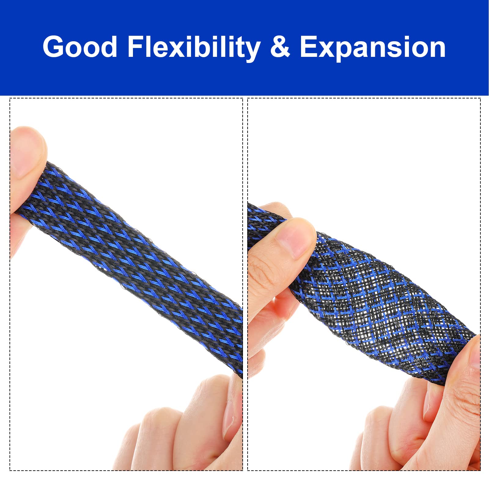 9 Roll 16 Ft Cord Protector Wire Loom Tubing Braided Cable Management Sleeve Pet Expandable Cord Organizer Cable Sleeves With 3