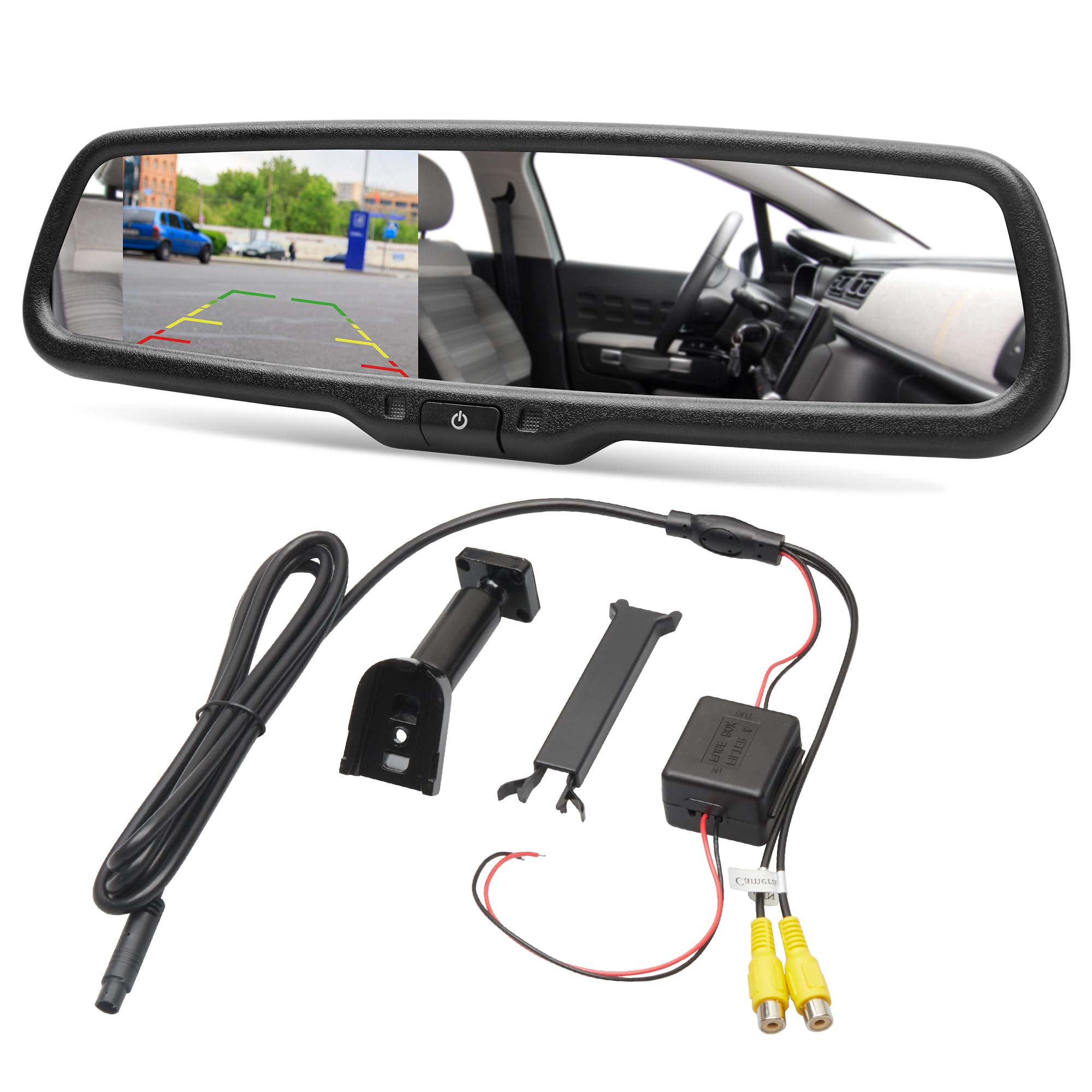 Red Wolf 4.3' Anti Glare Rear View Backup Mirror Monitor W/Dual Channel Fit Ford F150 2004 2014, F250/350 04 2015, Toyota Tacoma 2011 2015, Corolla Rav4 2008 2014, 2010 2014 Chevy Equinox